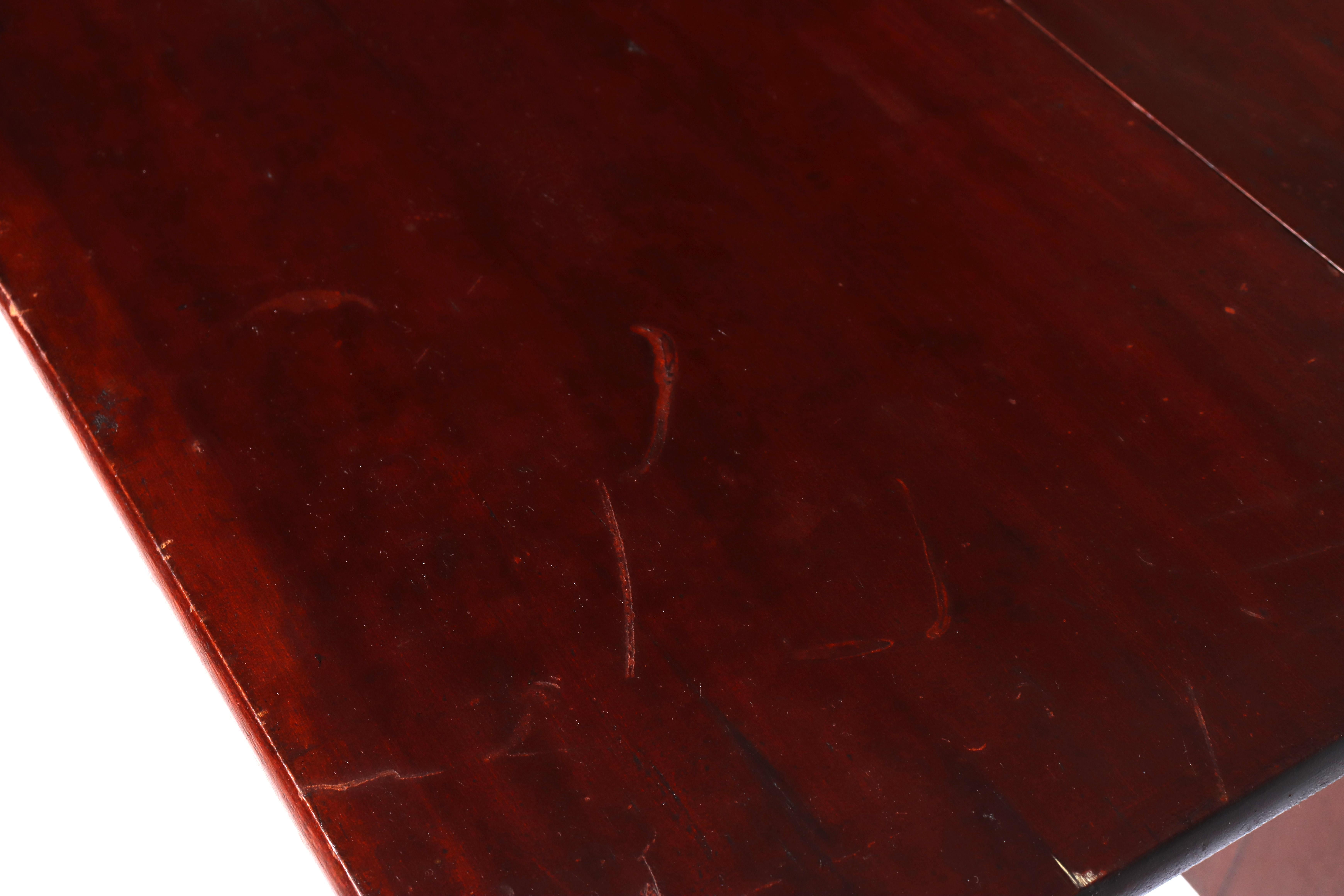 Antique Sheraton Cherry Three Drawer Work Stand with Drop Leaf C1850 For Sale 4