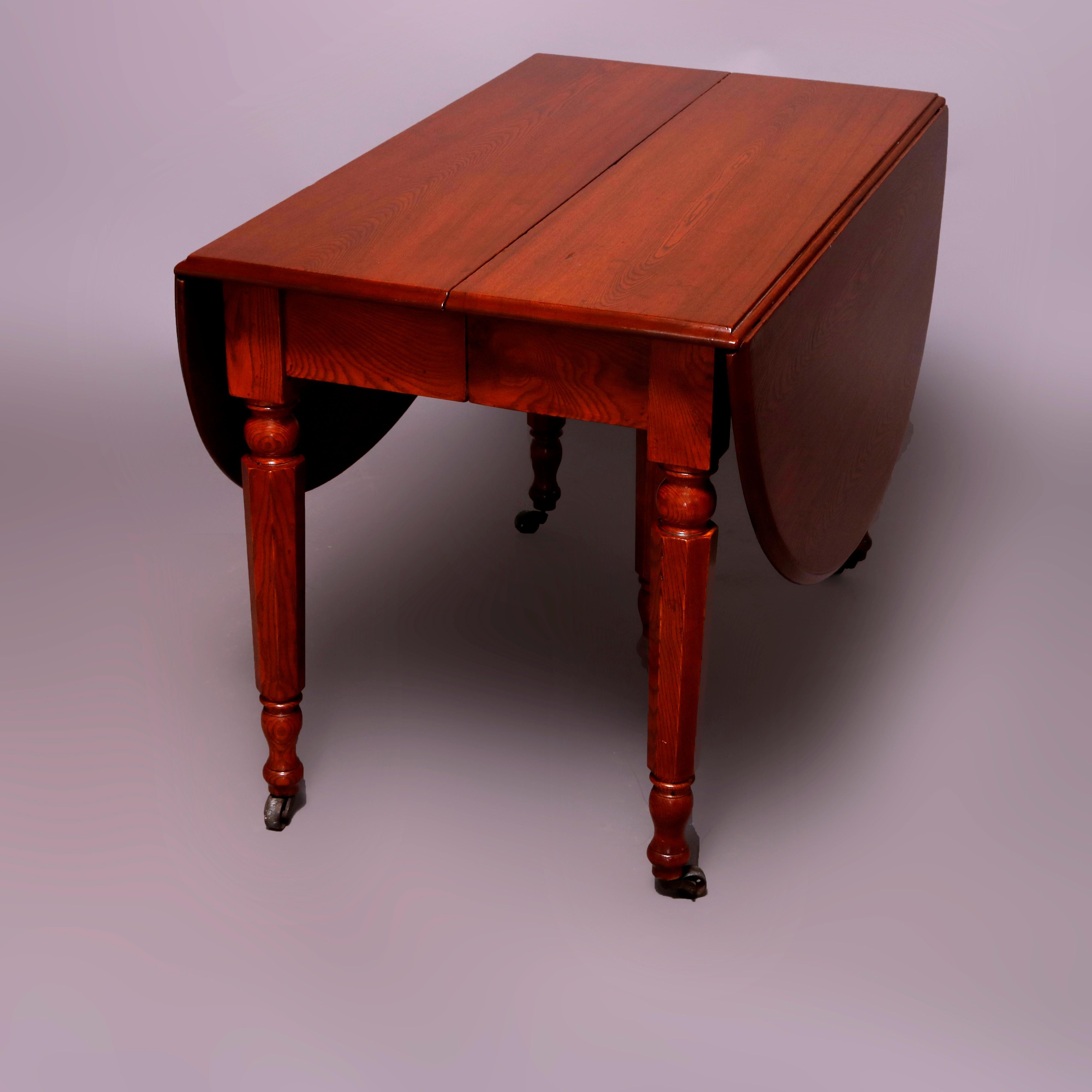 Sheraton Chestnut Drop Leaf Banquet Dining Table with 5 Leaves, circa 1910 2