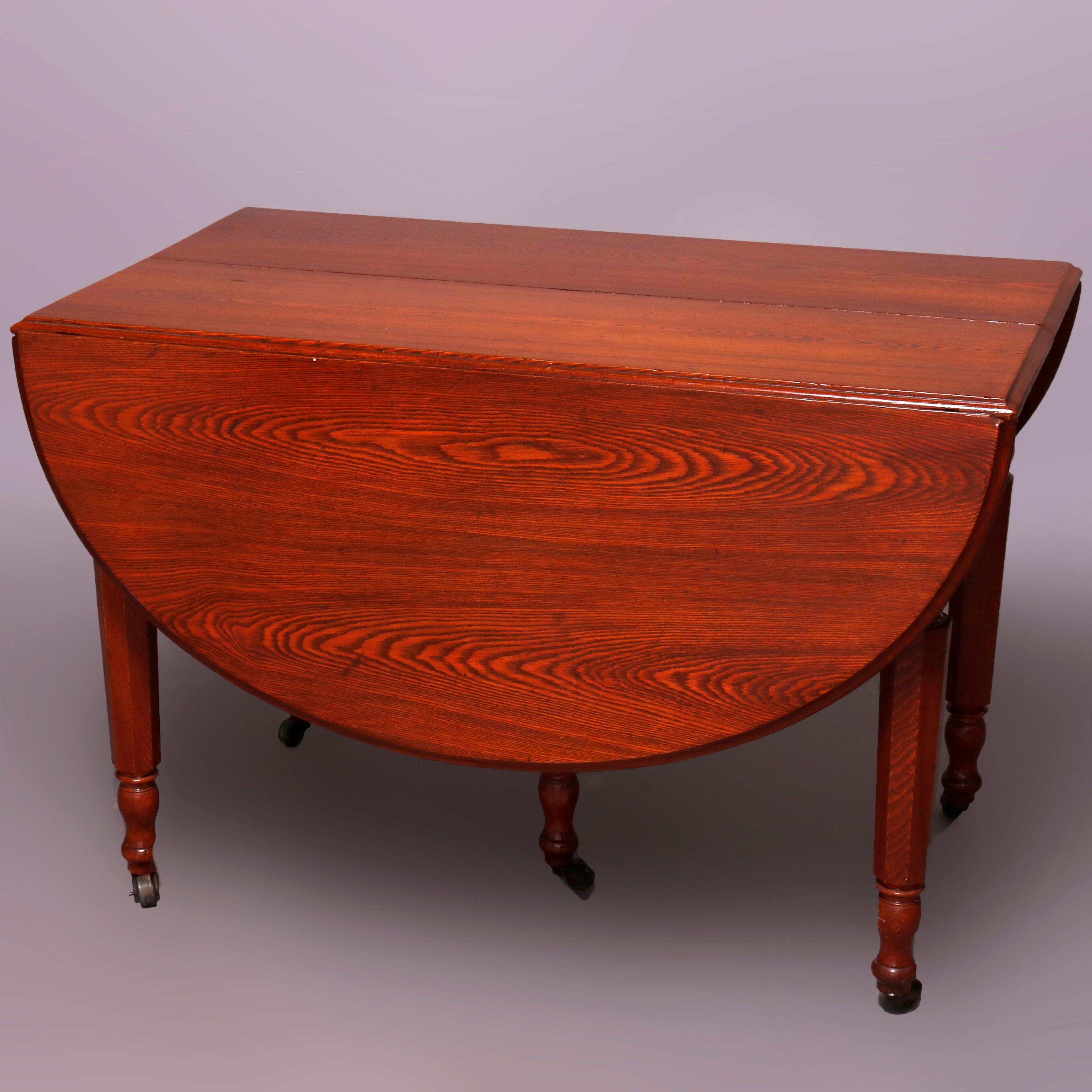 Sheraton Chestnut Drop Leaf Banquet Dining Table with 5 Leaves, circa 1910 3