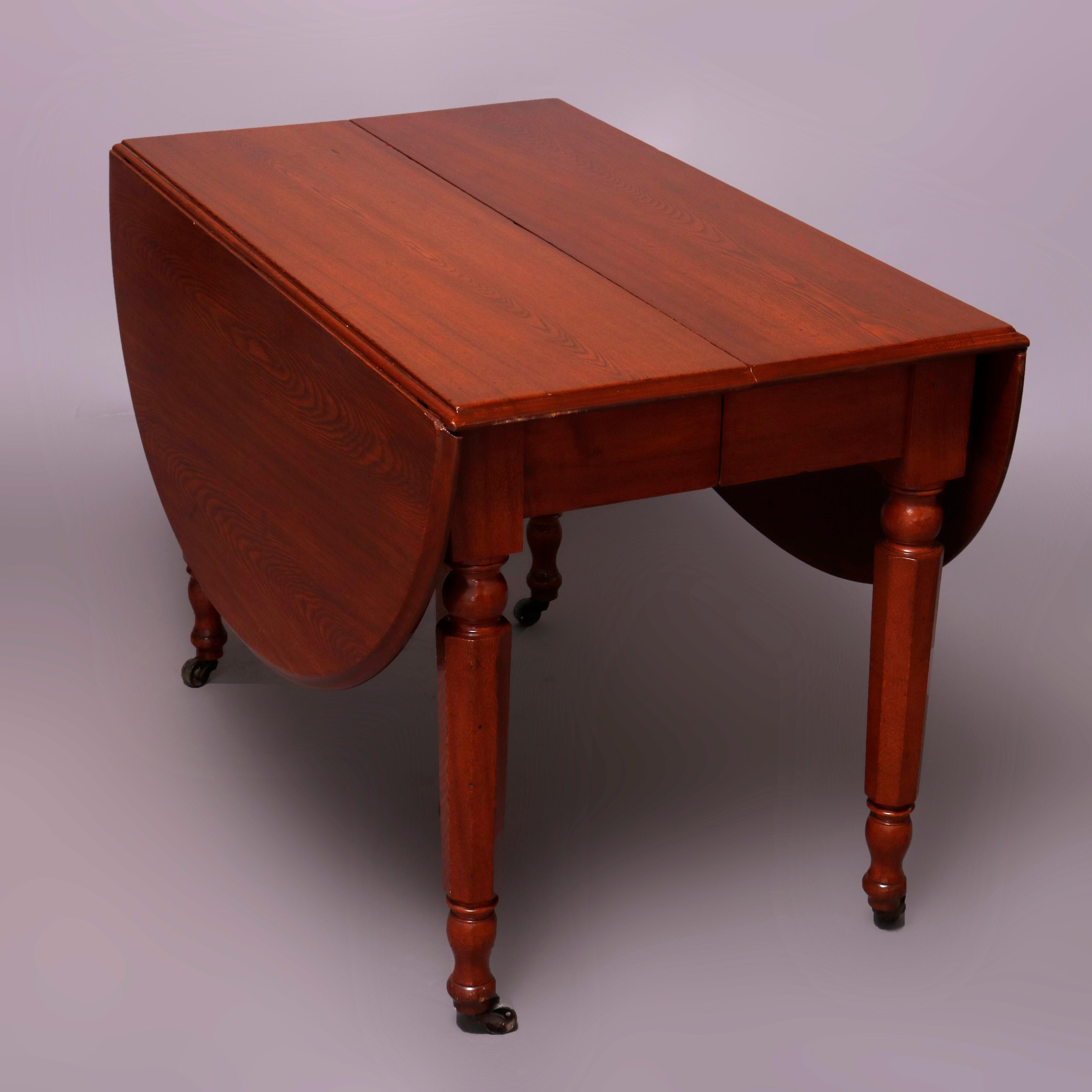 Sheraton Chestnut Drop Leaf Banquet Dining Table with 5 Leaves, circa 1910 4