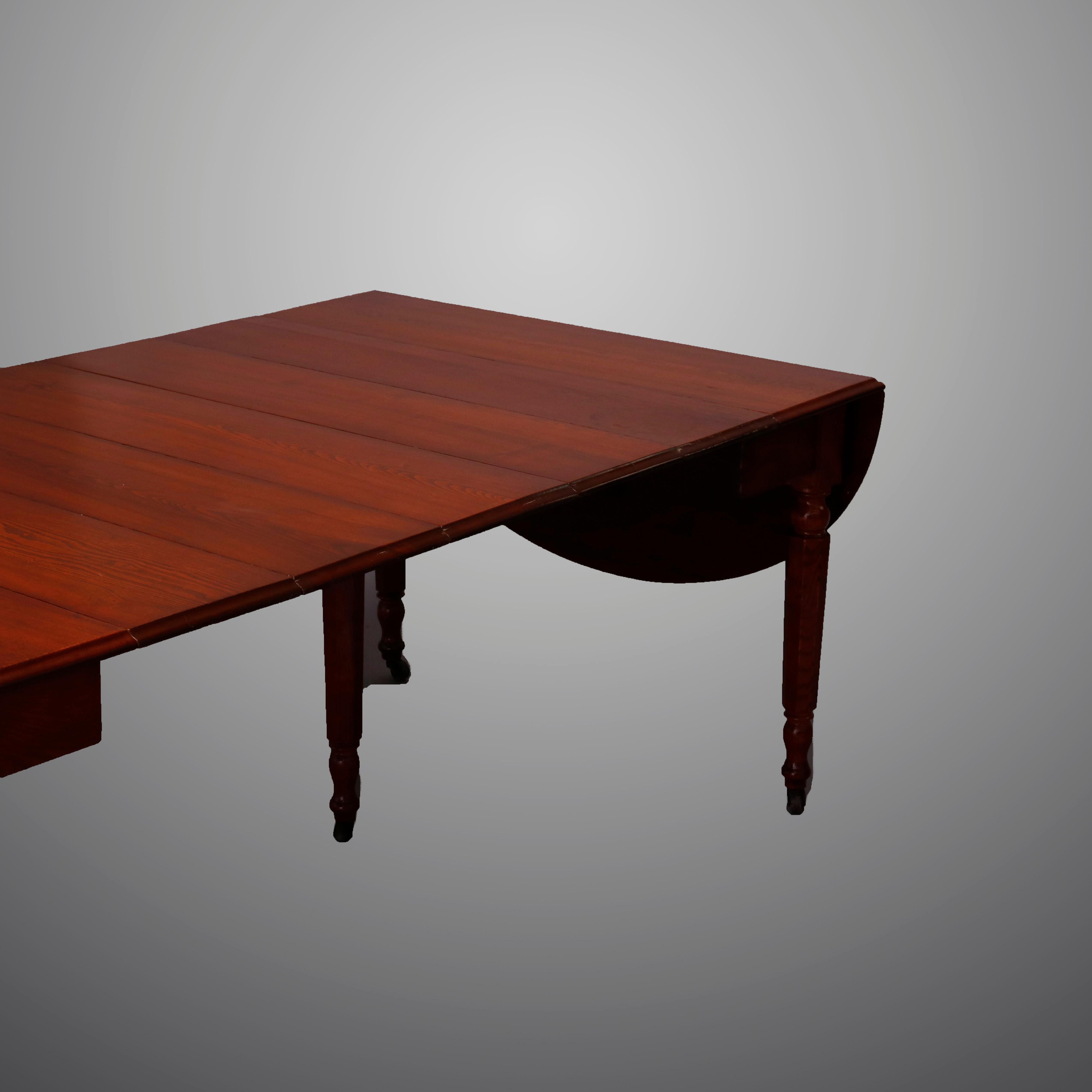 Sheraton Chestnut Drop Leaf Banquet Dining Table with 5 Leaves, circa 1910 6