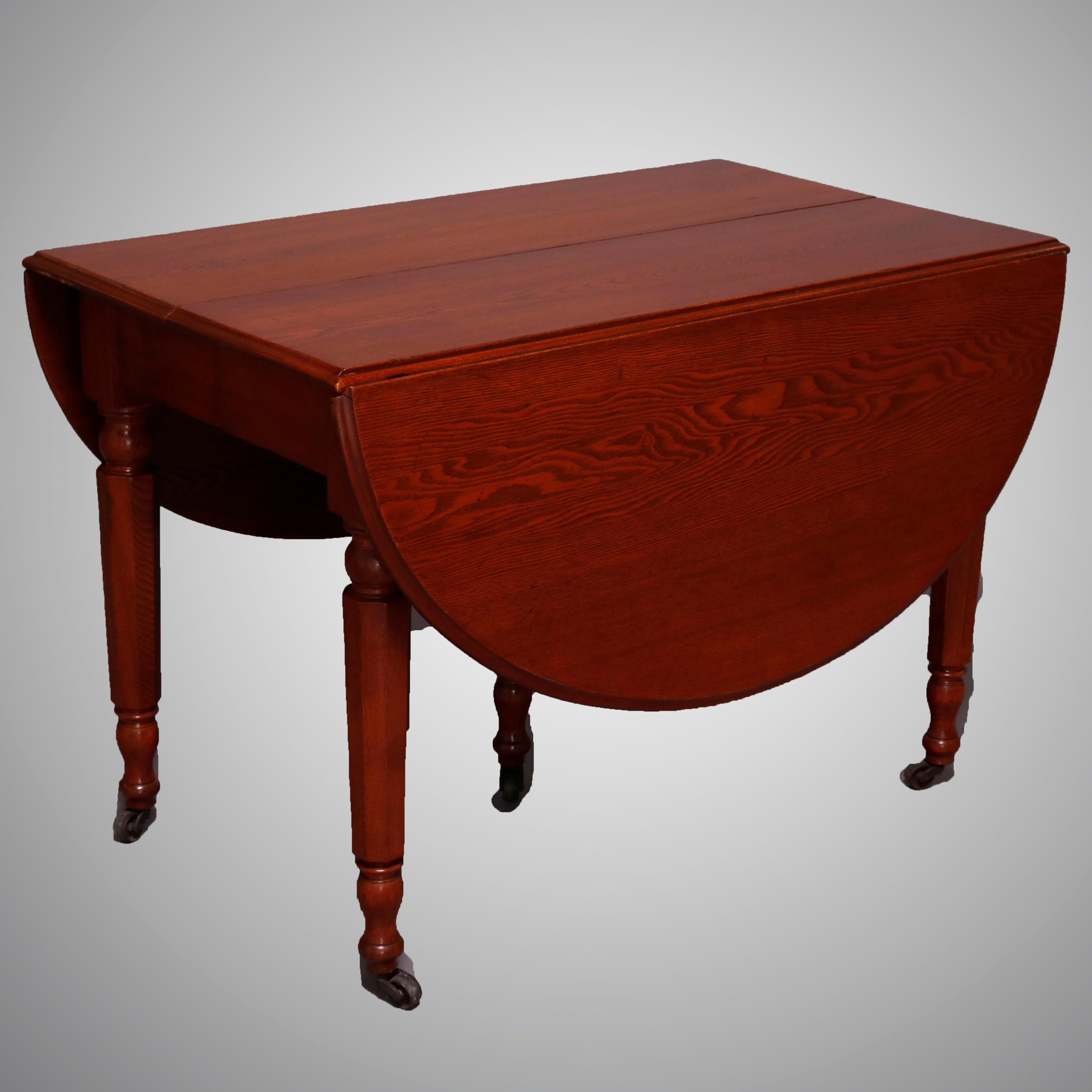 Sheraton Chestnut Drop Leaf Banquet Dining Table with 5 Leaves, circa 1910 9