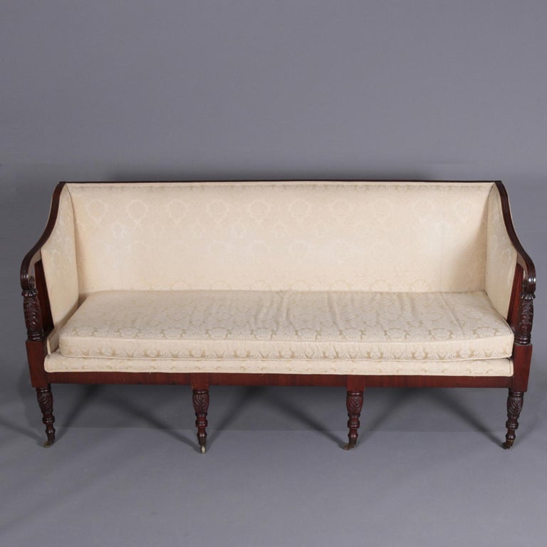 Antique Sheraton Classical Samuel McIntire School Carved Mahogany Sofa