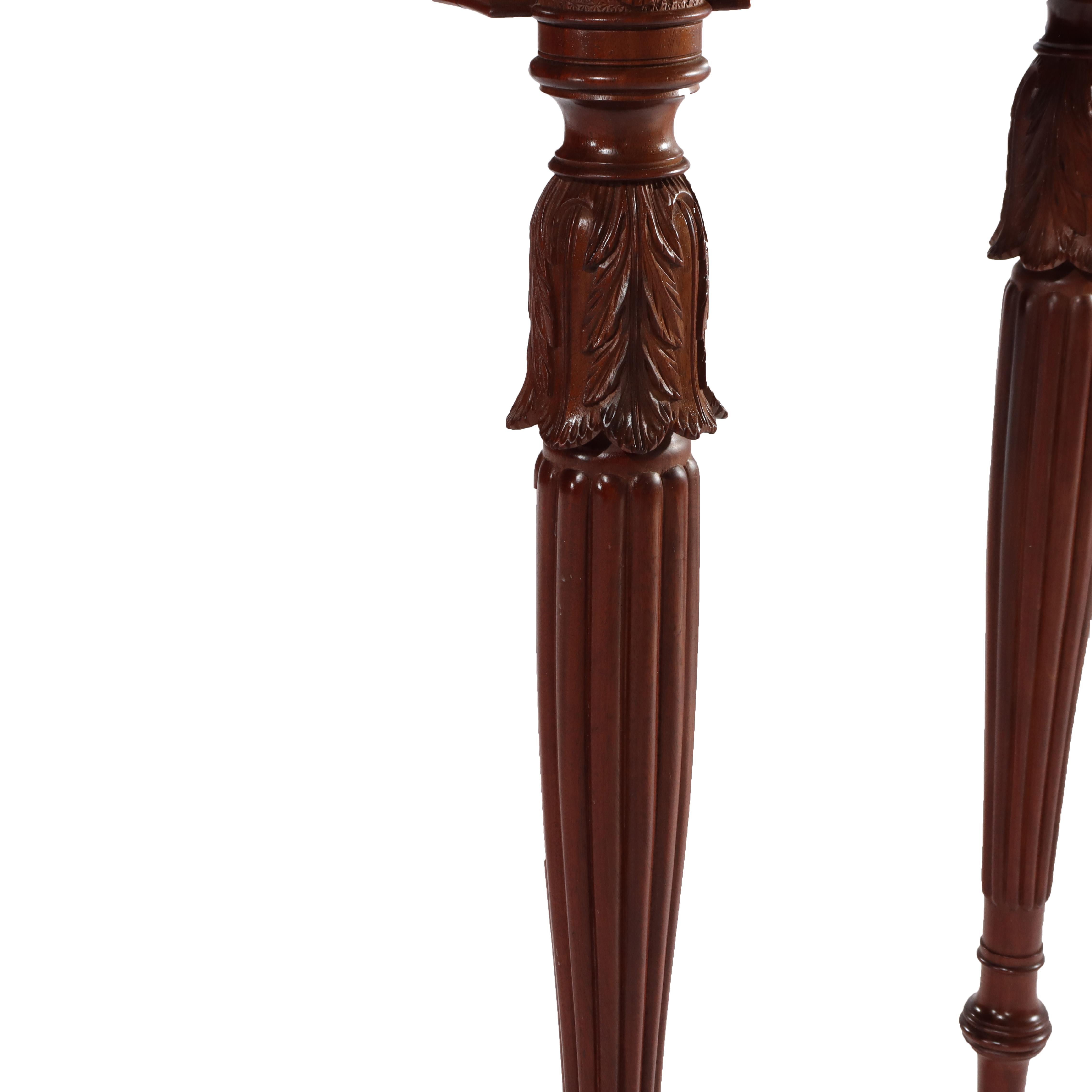 Antique Sheraton Federal Acanthus Carved Mahogany Serpentine Game Table C1830 In Good Condition For Sale In Big Flats, NY