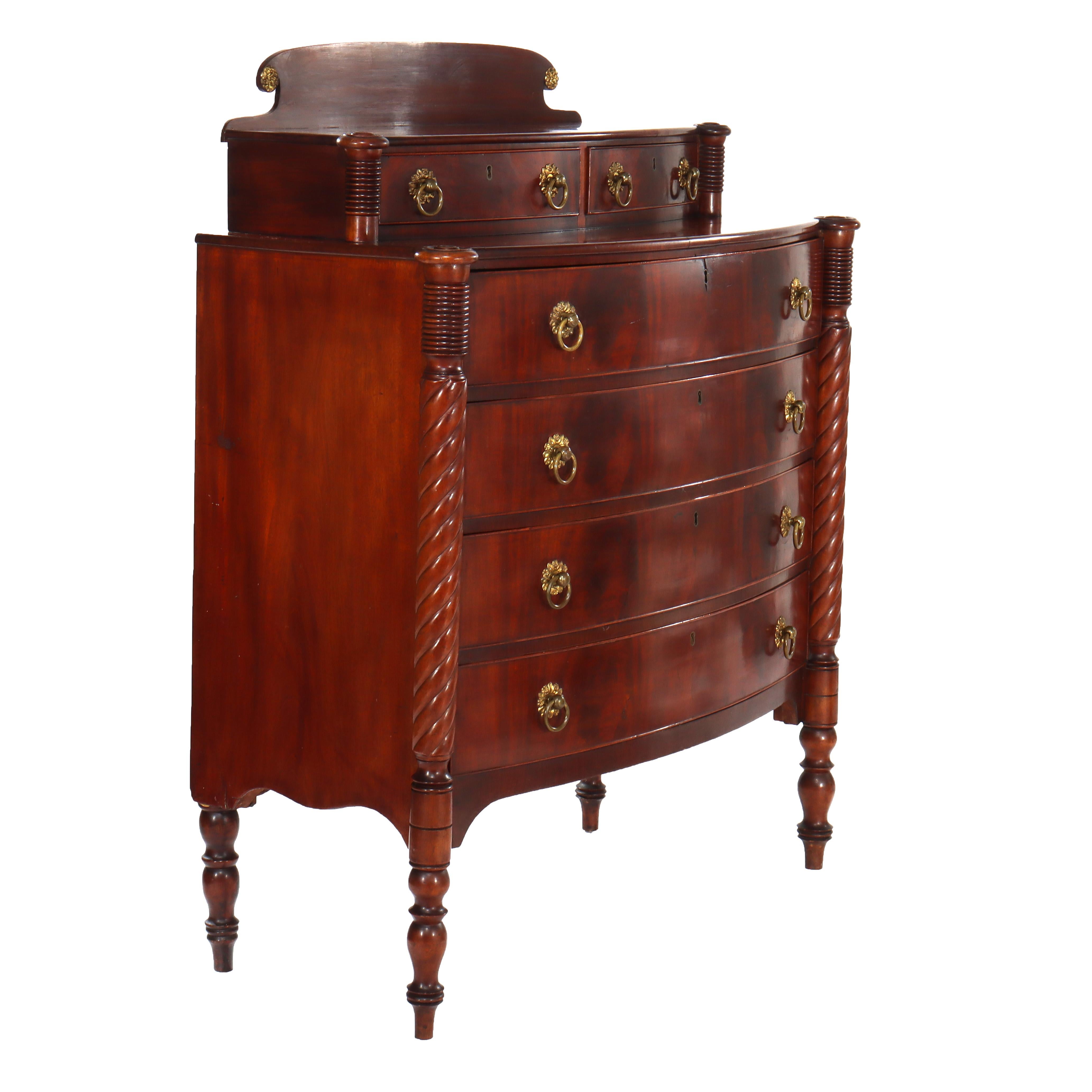 Antico cassettone a 6 cassetti in mogano di Sheraton Feder C1830 in vendita 5