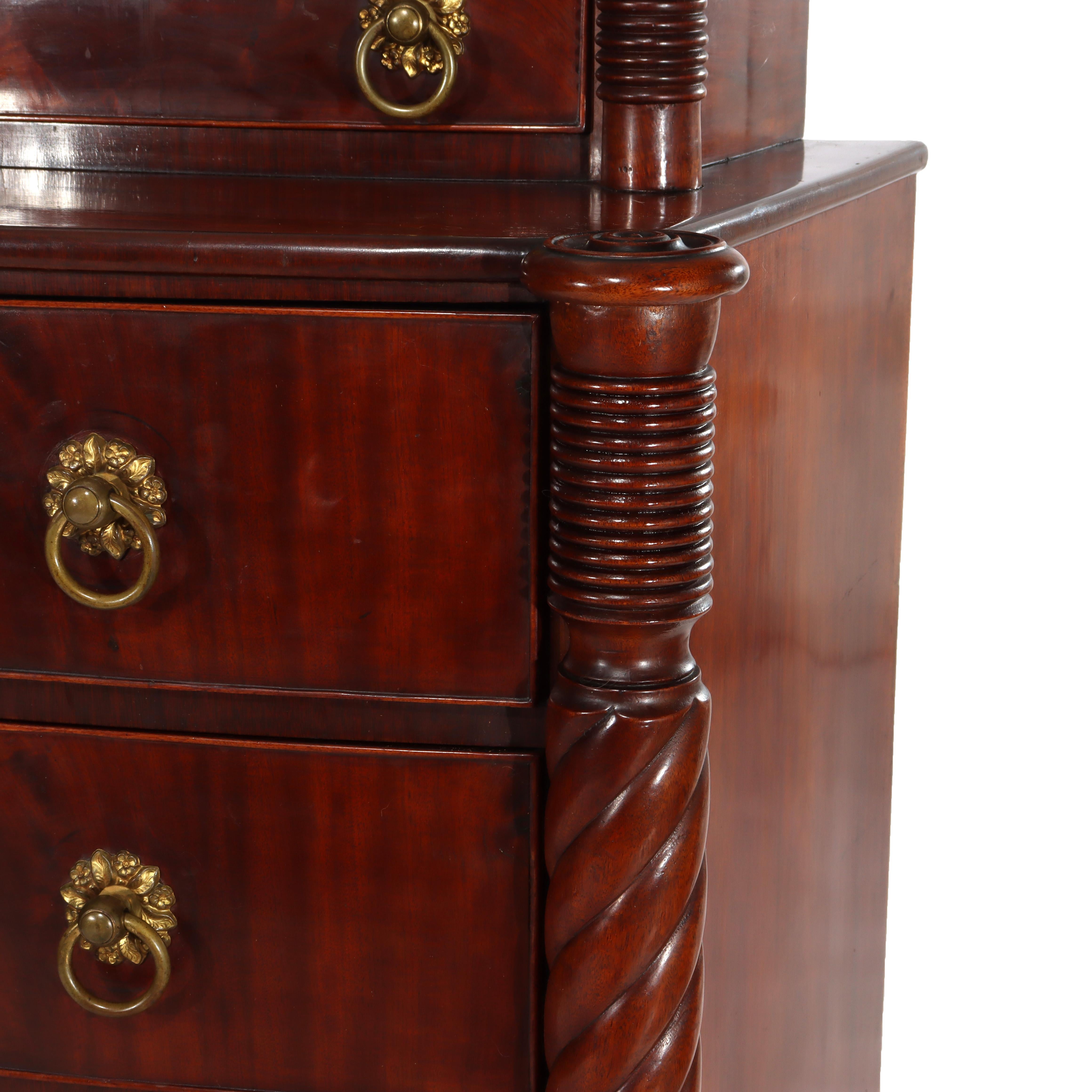 Antico cassettone a 6 cassetti in mogano di Sheraton Feder C1830 in vendita 3