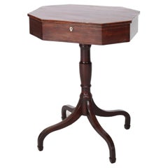 Antique Sheraton Federal Mahogany Spider Leg Lift-Top Sewing Stand c1820