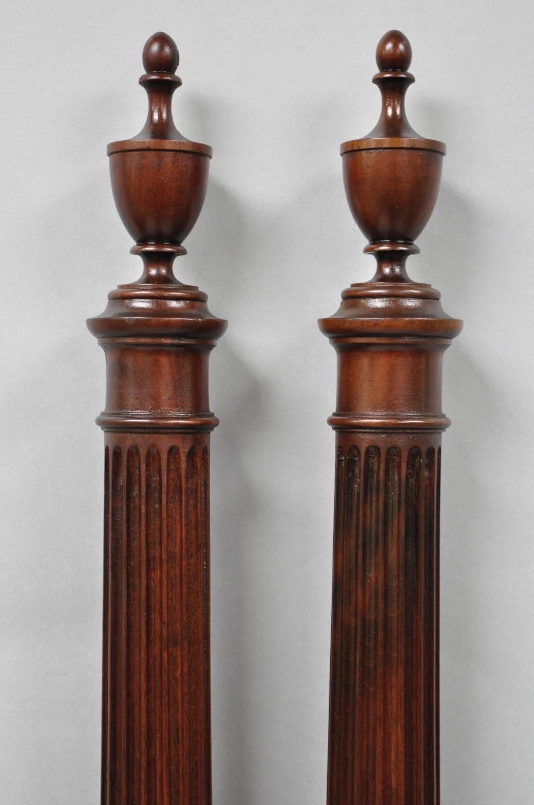 Ancien Sheraton Federal Pinwheel Inlay Mahogany 4 Poster Twin Bed Frame - Pair en vente 6