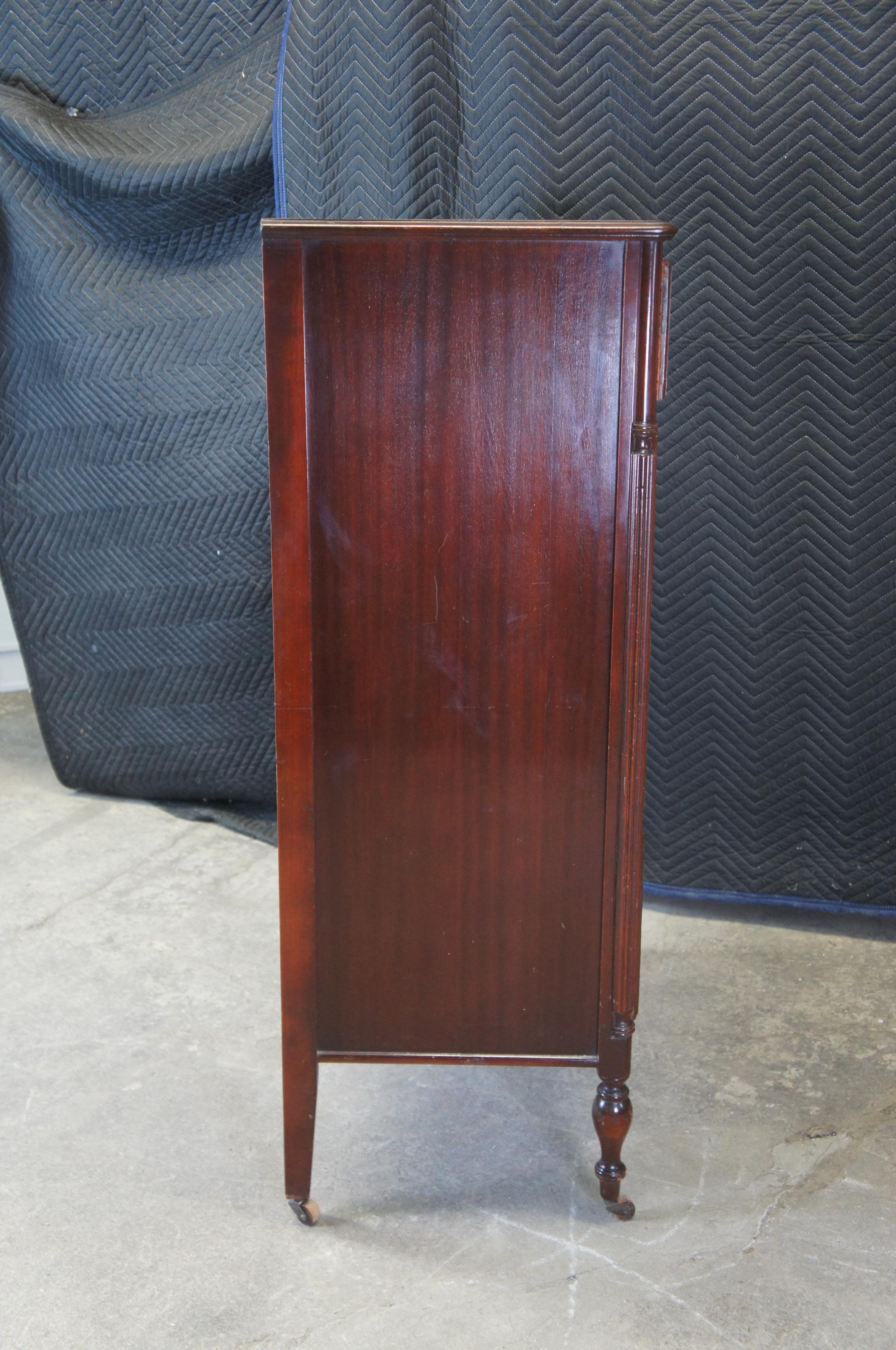 Antique Sheraton Federal Style Mahogany Chest of Drawers Tallboy Dresser 5