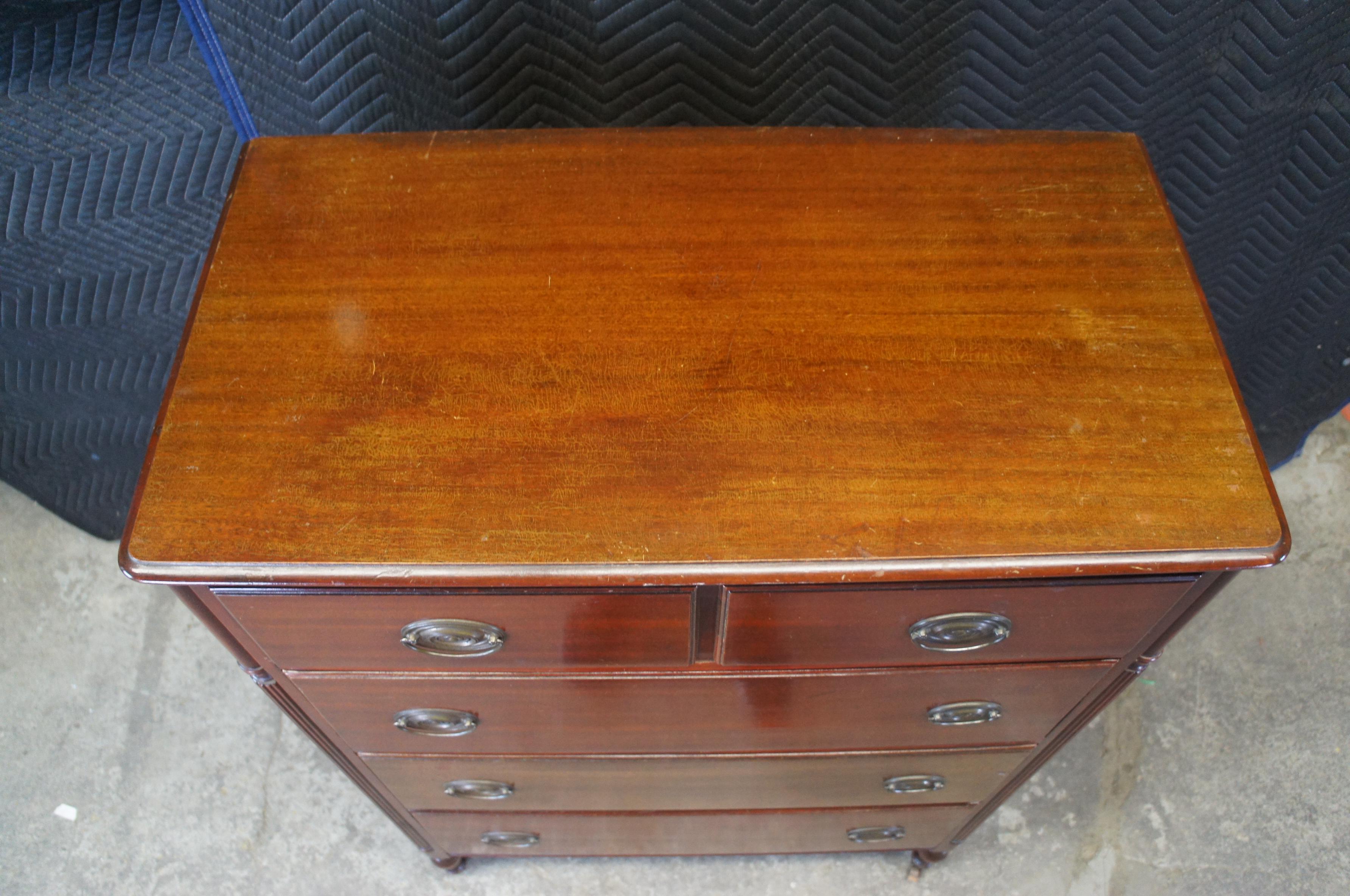 Antique Sheraton Federal Style Mahogany Chest of Drawers Tallboy Dresser In Good Condition In Dayton, OH