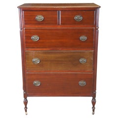 Antique Sheraton Federal Style Mahogany Chest of Drawers Tallboy Dresser