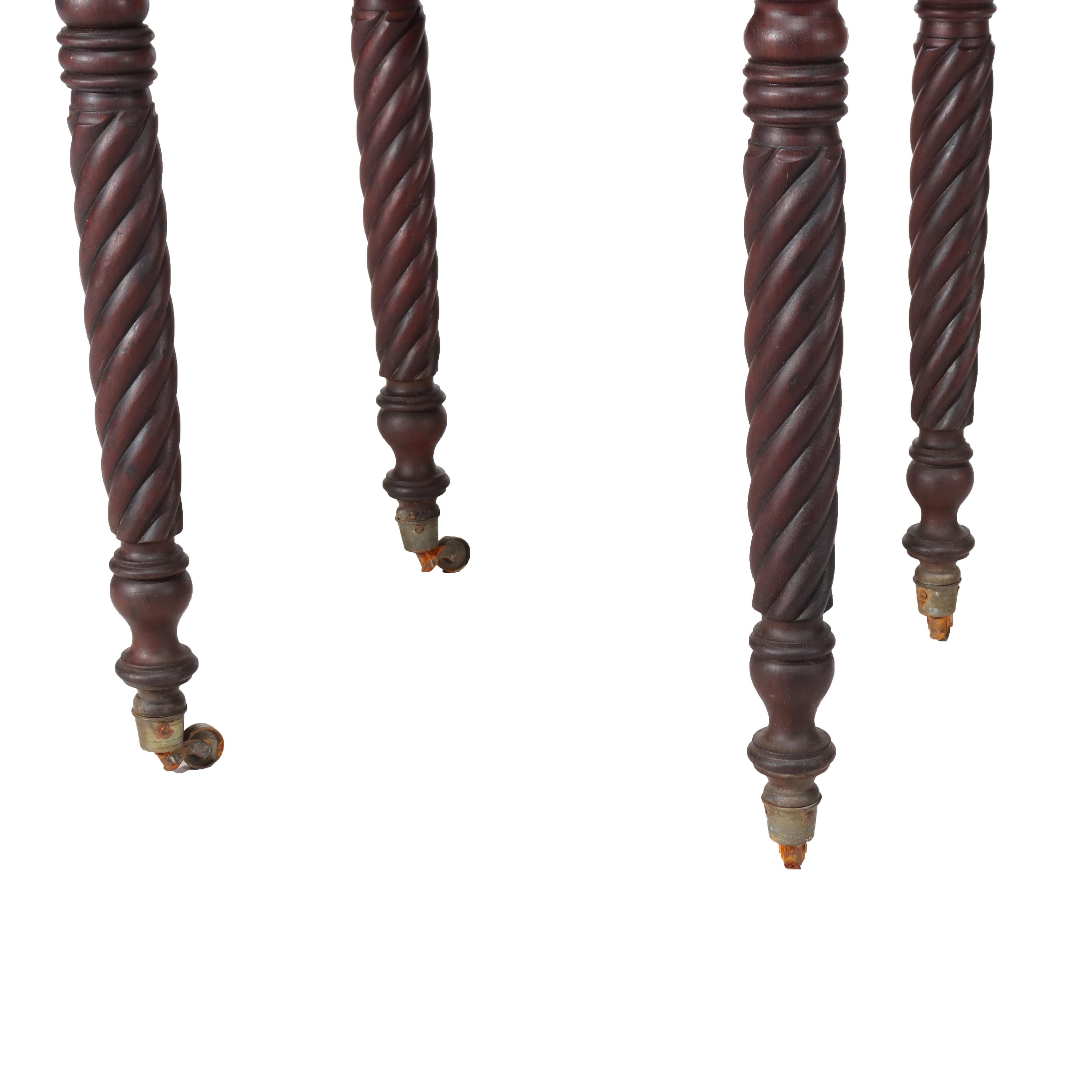 Antique Sheraton Flame Mahogany 2 Drawer Drop Leaf Work Table c1830 In Good Condition For Sale In Big Flats, NY