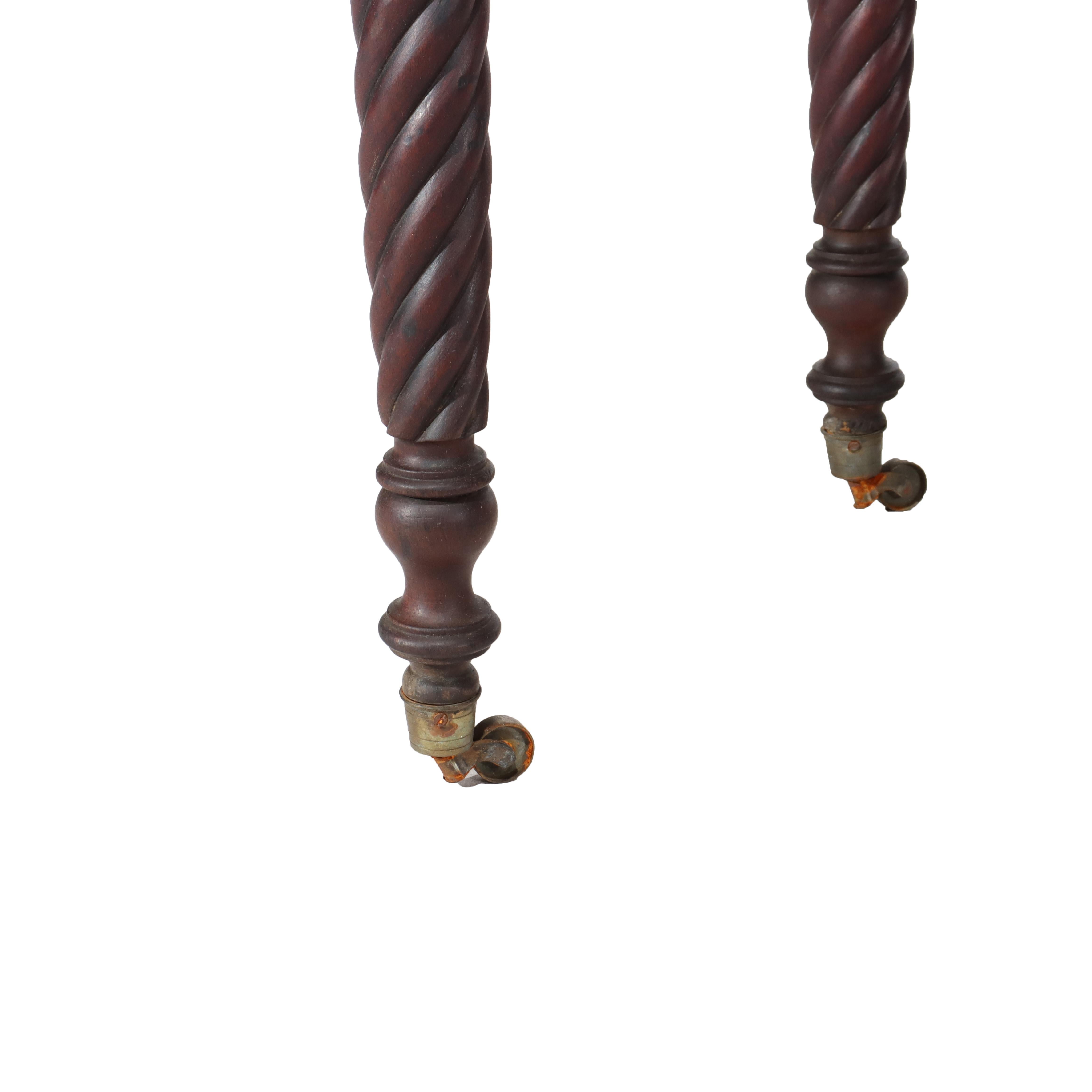 19th Century Antique Sheraton Flame Mahogany 2 Drawer Drop Leaf Work Table c1830 For Sale