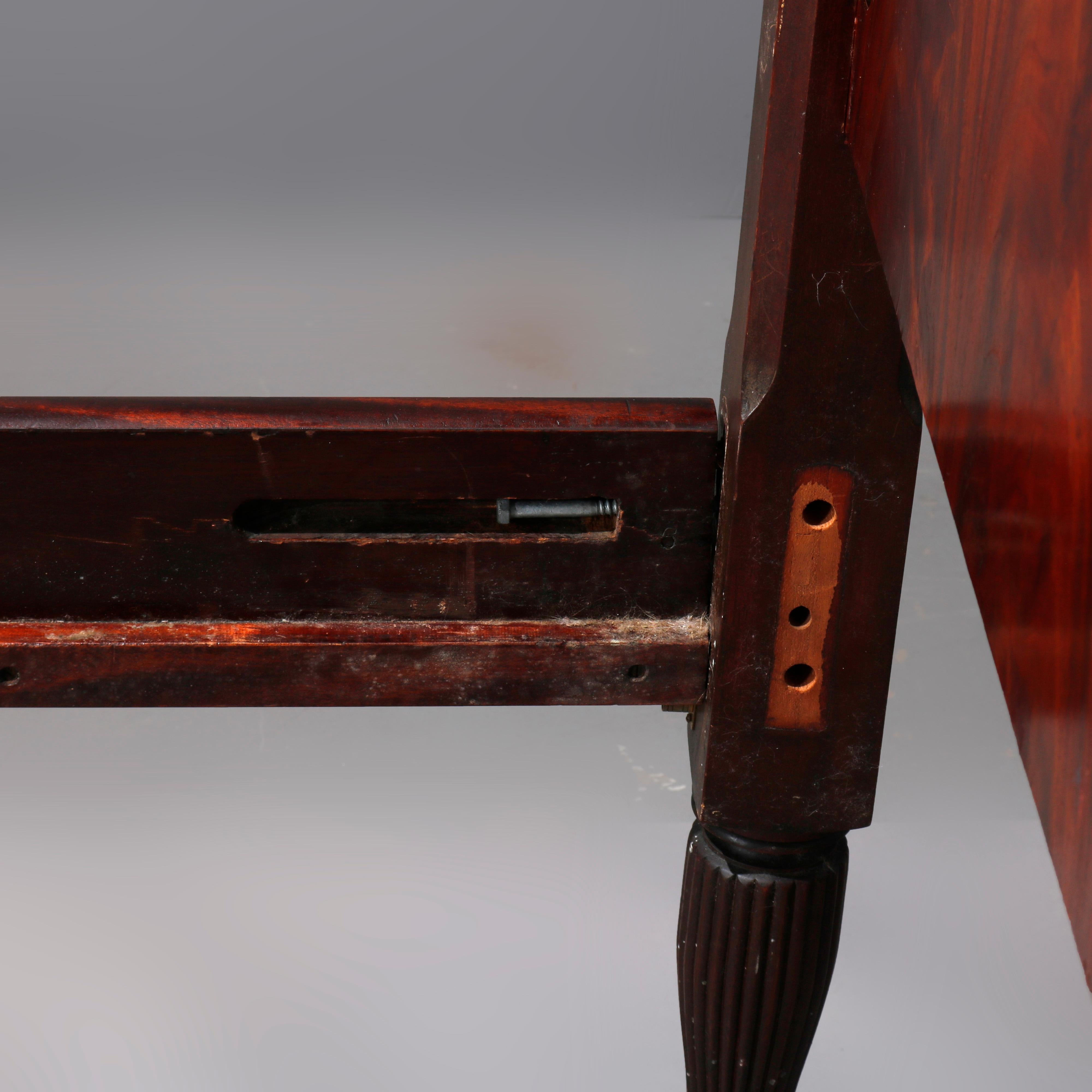 Sheraton Flame Mahogany Acanthus Carved Full/Double Poster Bed, 19th Century 7