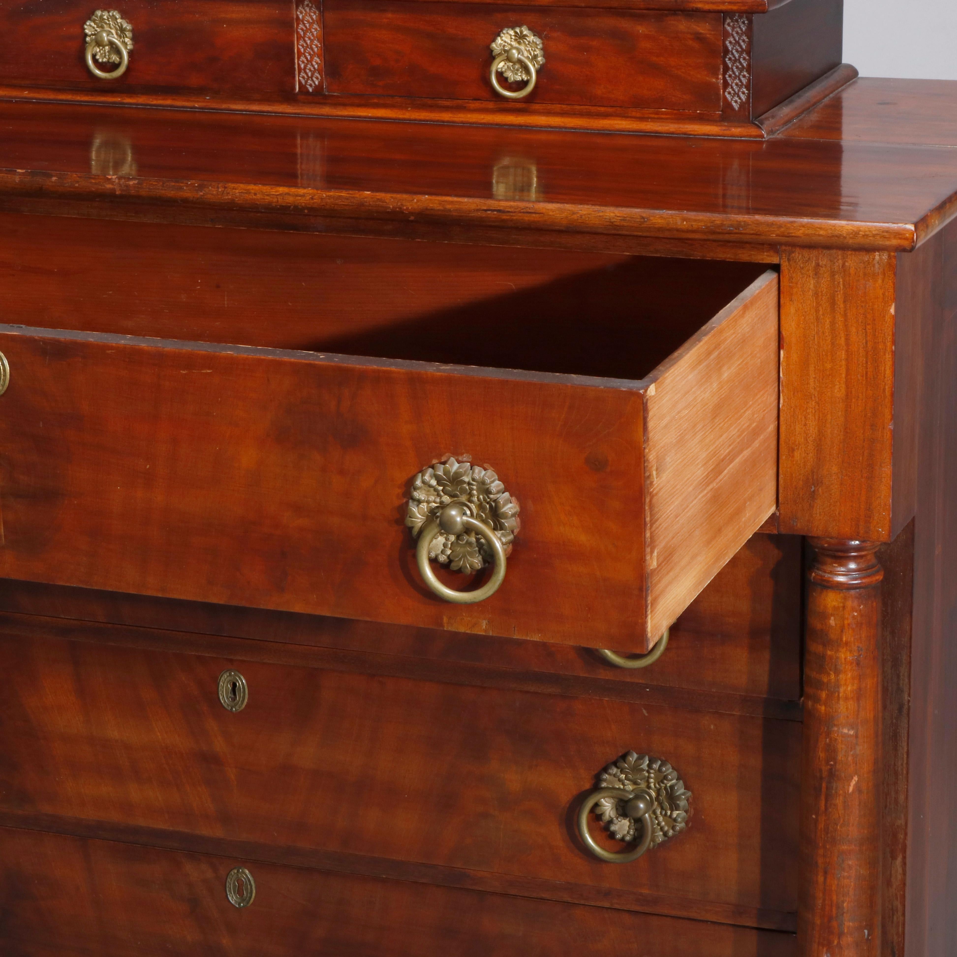 Antique Sheraton Flame Mahogany Chest of Drawers, 19th Century In Good Condition In Big Flats, NY