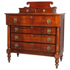Antique Sheraton Flame Mahogany Chest of Drawers, 19th Century