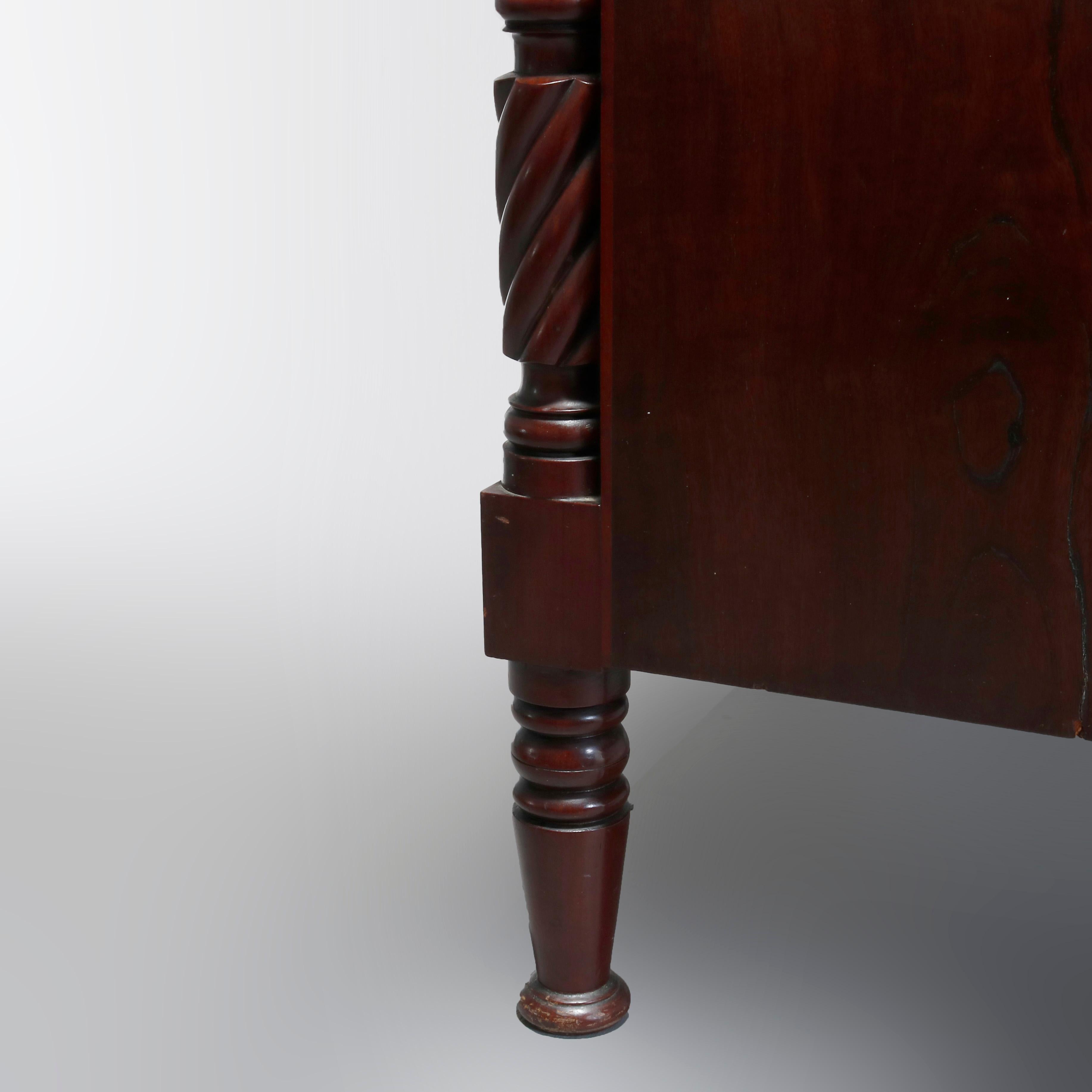 Antique Sheraton Flame Mahogany Step Back Secretary Desk, Circa 1830 1