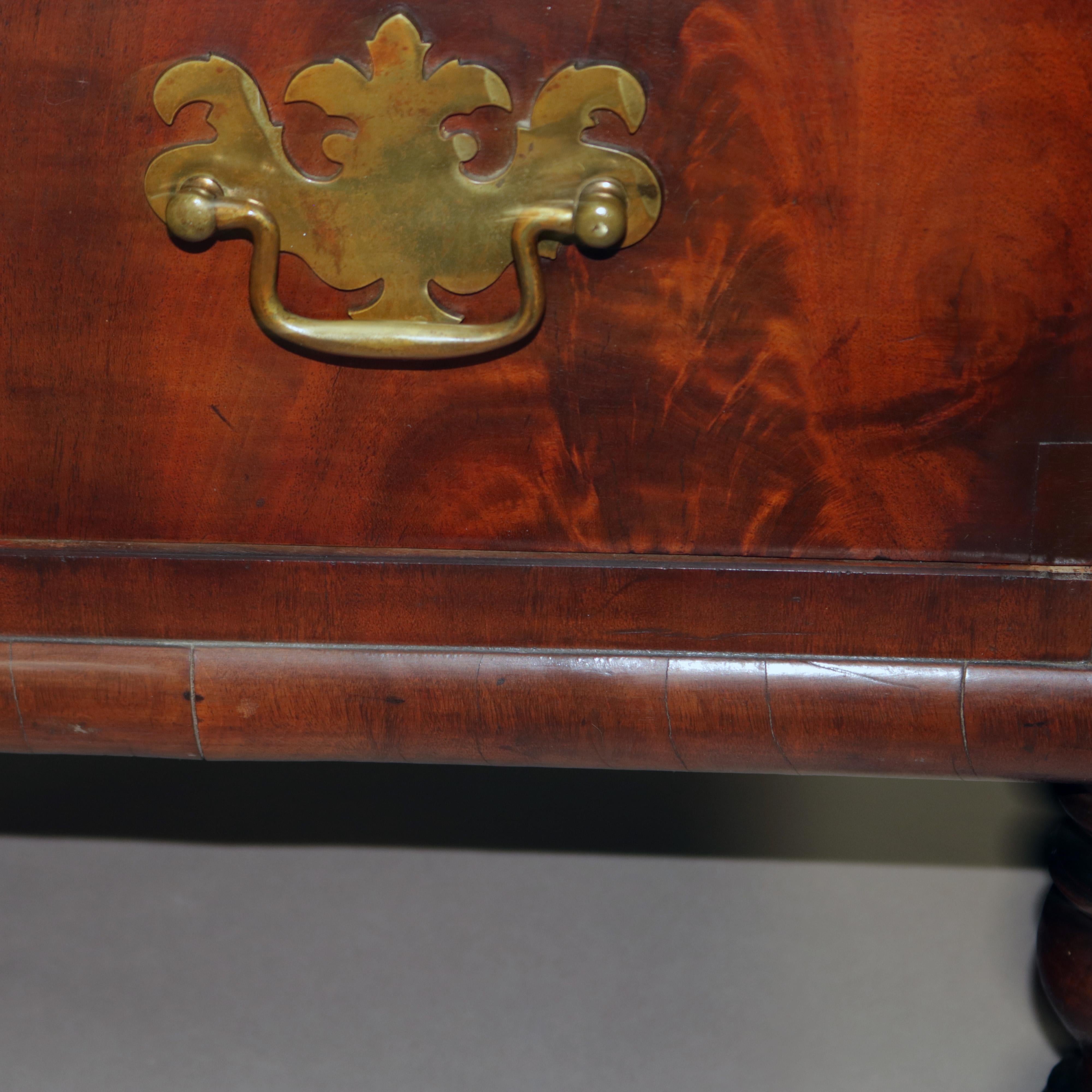 Antique Sheraton Flame Mahogany Tambour Secretary Desk, circa 1830 10