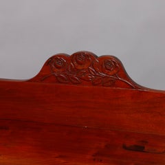 Antique Sheraton Floral Carved Tiger Maple High Chest of Drawers, circa 1830