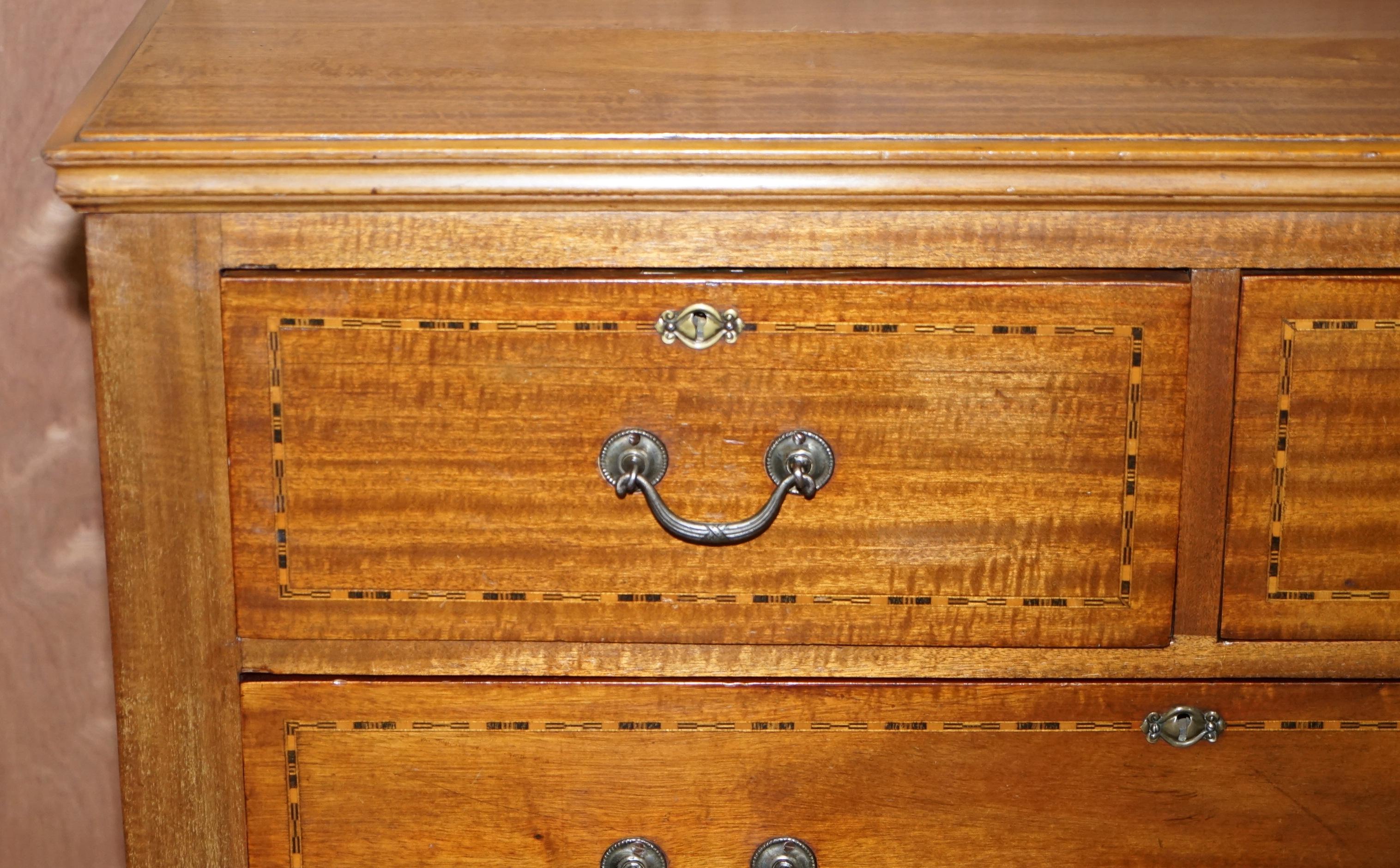 Mid-19th Century Antique Sheraton Inlaid Victorian 1860 Chest of Drawers Satinwood & Hardwood