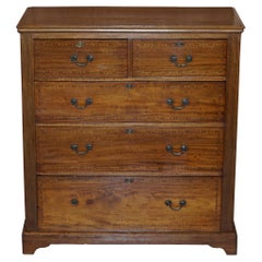 Antique Sheraton Inlaid Victorian 1860 Chest of Drawers Satinwood & Hardwood