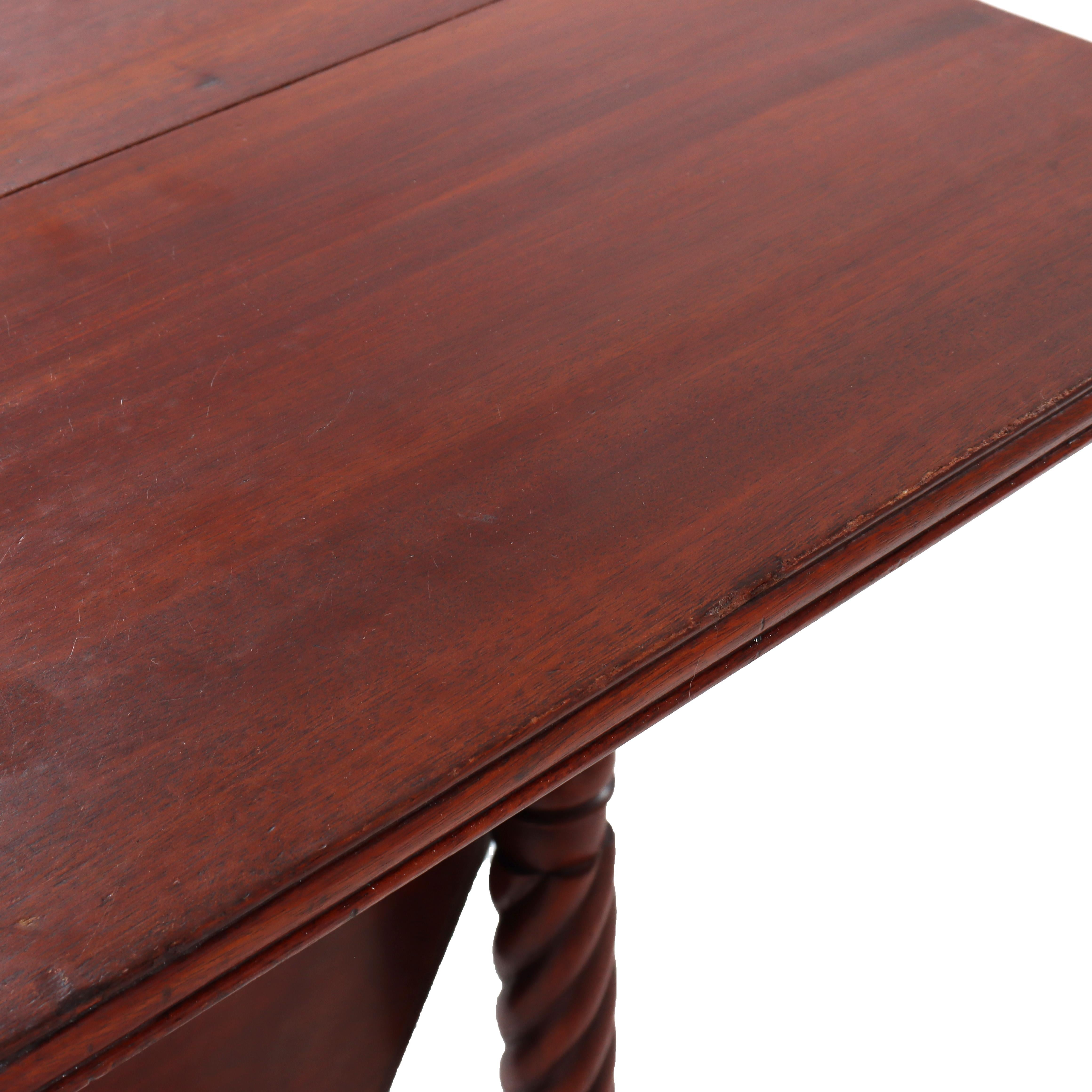 Ancien meuble de couture Sheraton en acajou à 3 tiroirs et à abattant c1830 en vente 5