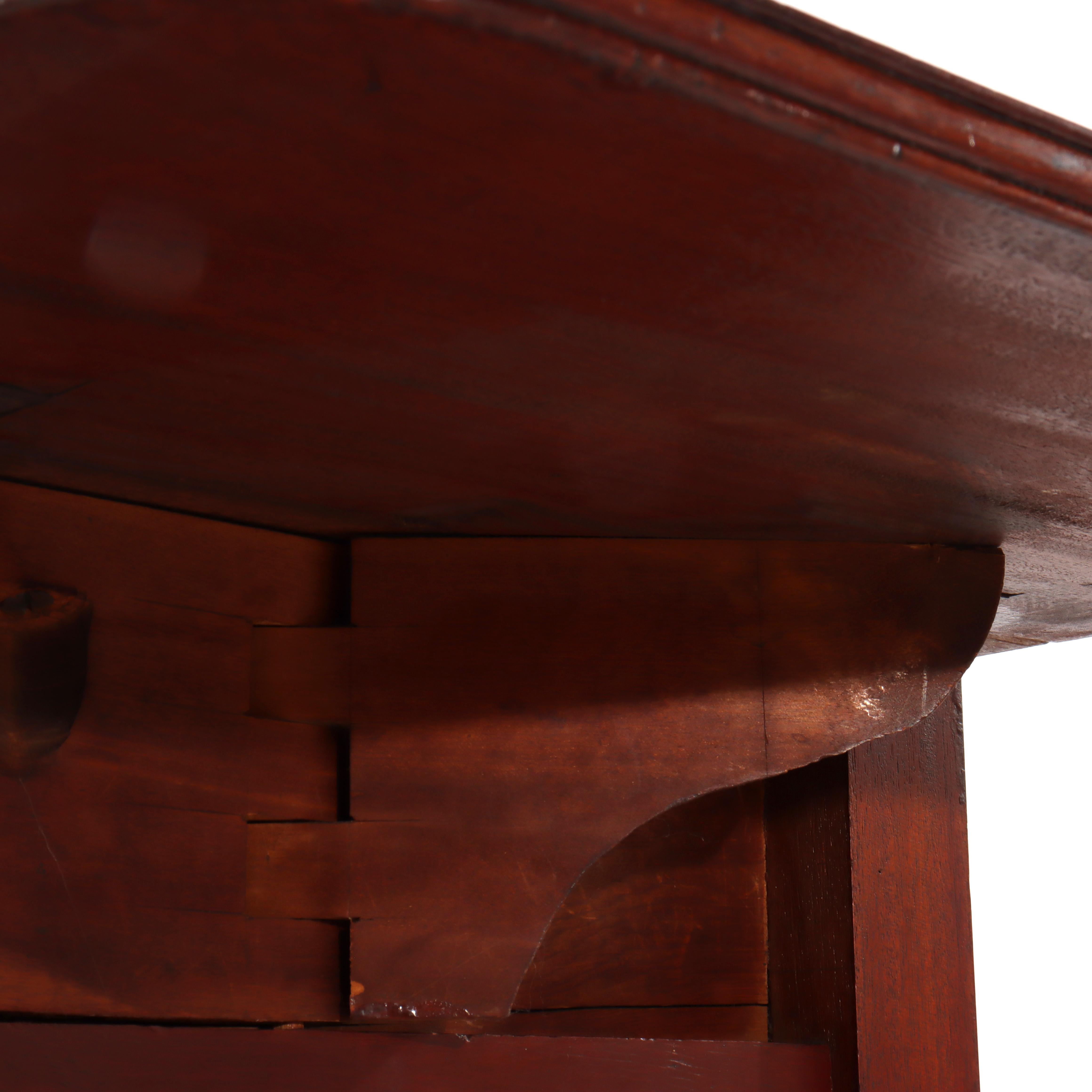 Ancien meuble de couture Sheraton en acajou à 3 tiroirs et à abattant c1830 en vente 7