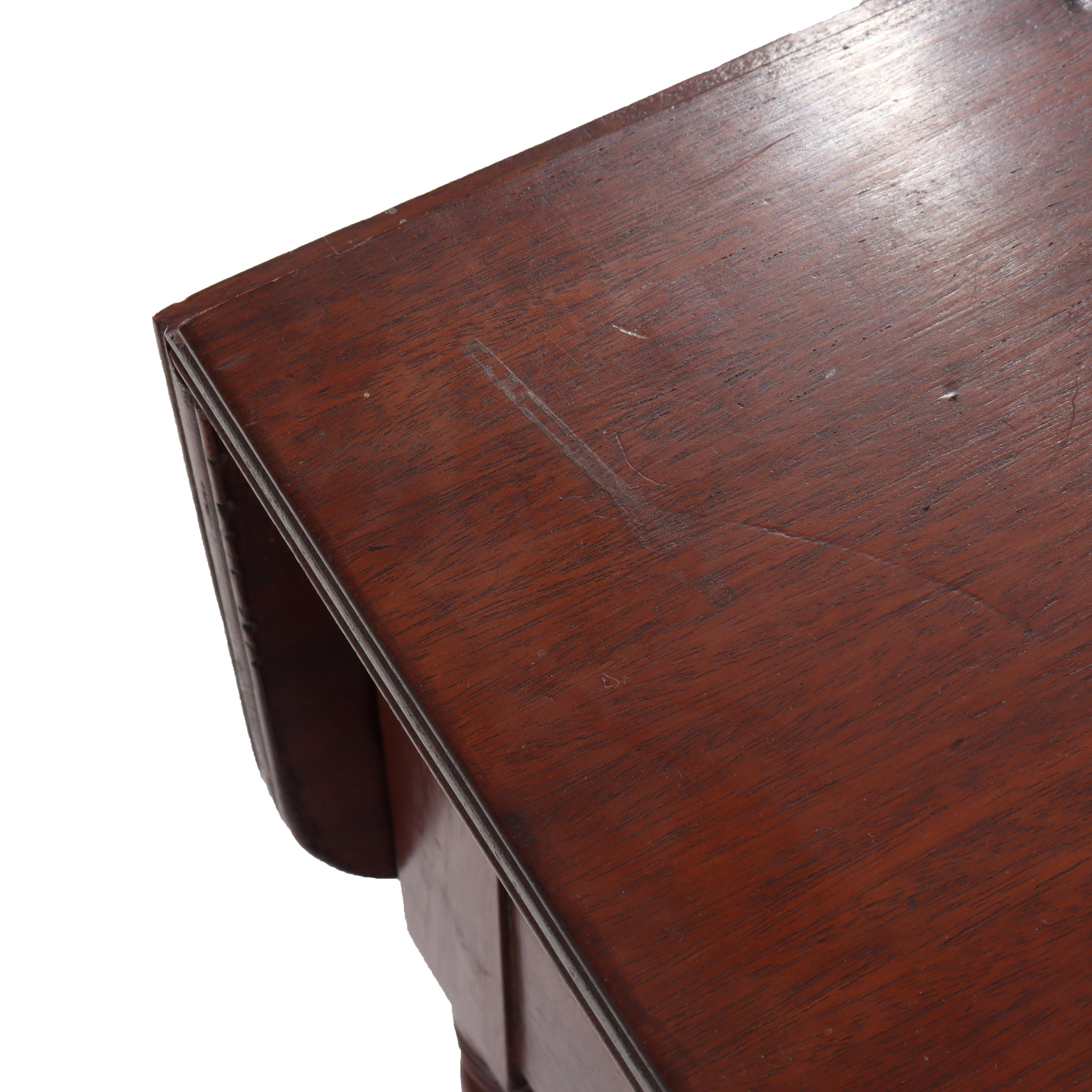 Ancien meuble de couture Sheraton en acajou à 3 tiroirs et à abattant c1830 en vente 2