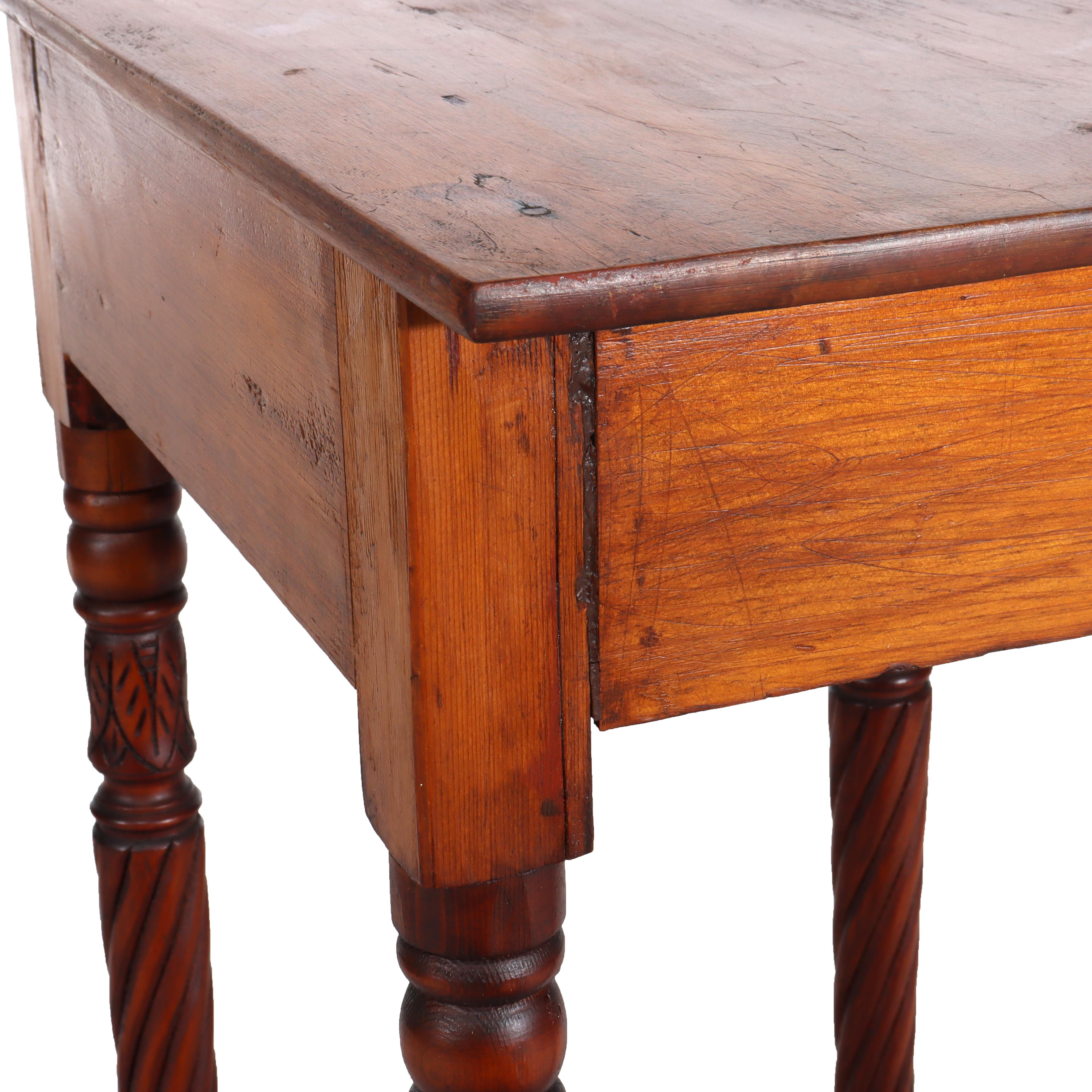 Ancienne table d'appoint Sheraton en acajou et érable à œil d'oiseau avec pieds torsadés en corde en vente 6