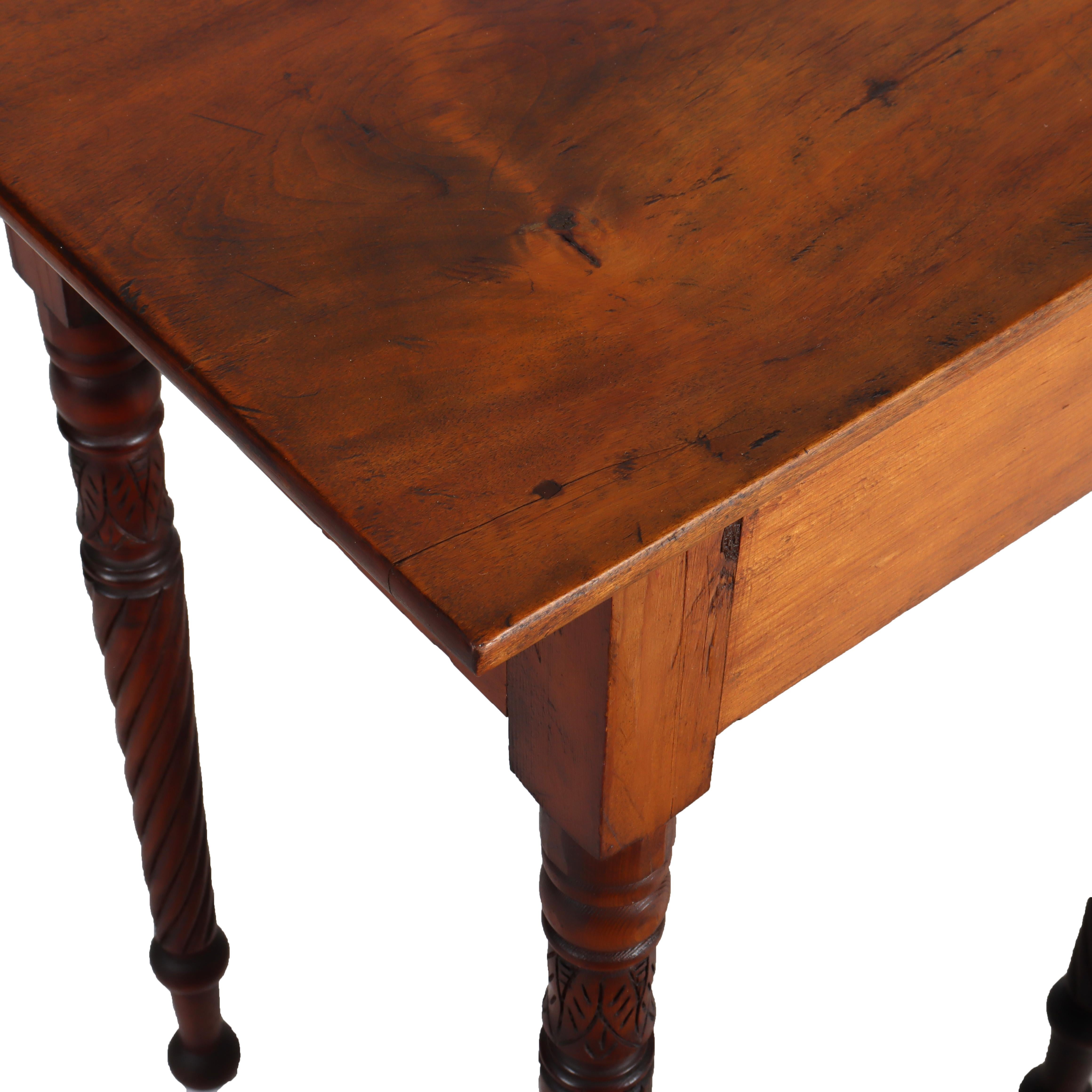 Ancienne table d'appoint Sheraton en acajou et érable à œil d'oiseau avec pieds torsadés en corde en vente 2