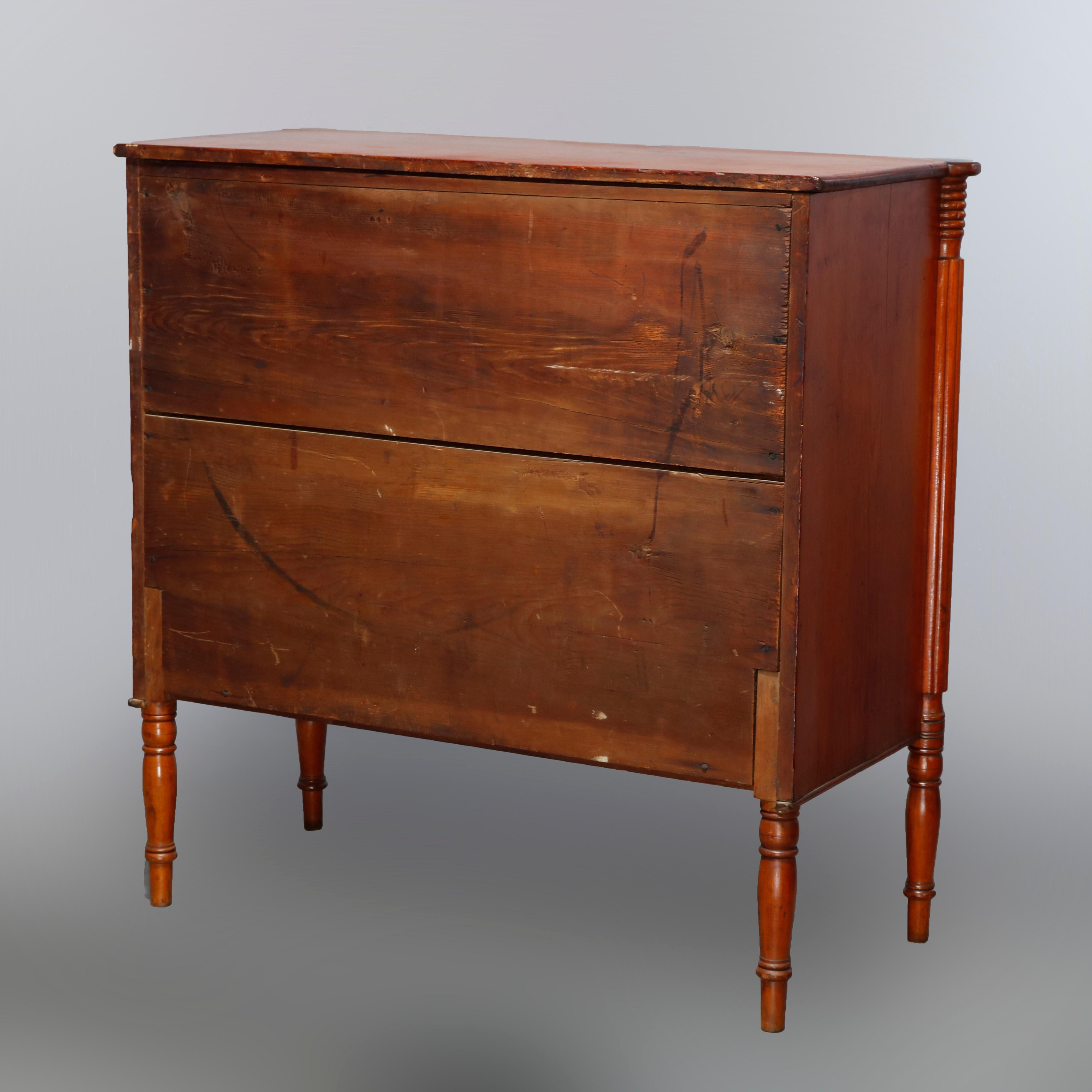 Antique Sheraton Mahogany & Cherry Chest of Drawers, Circa 1830 11