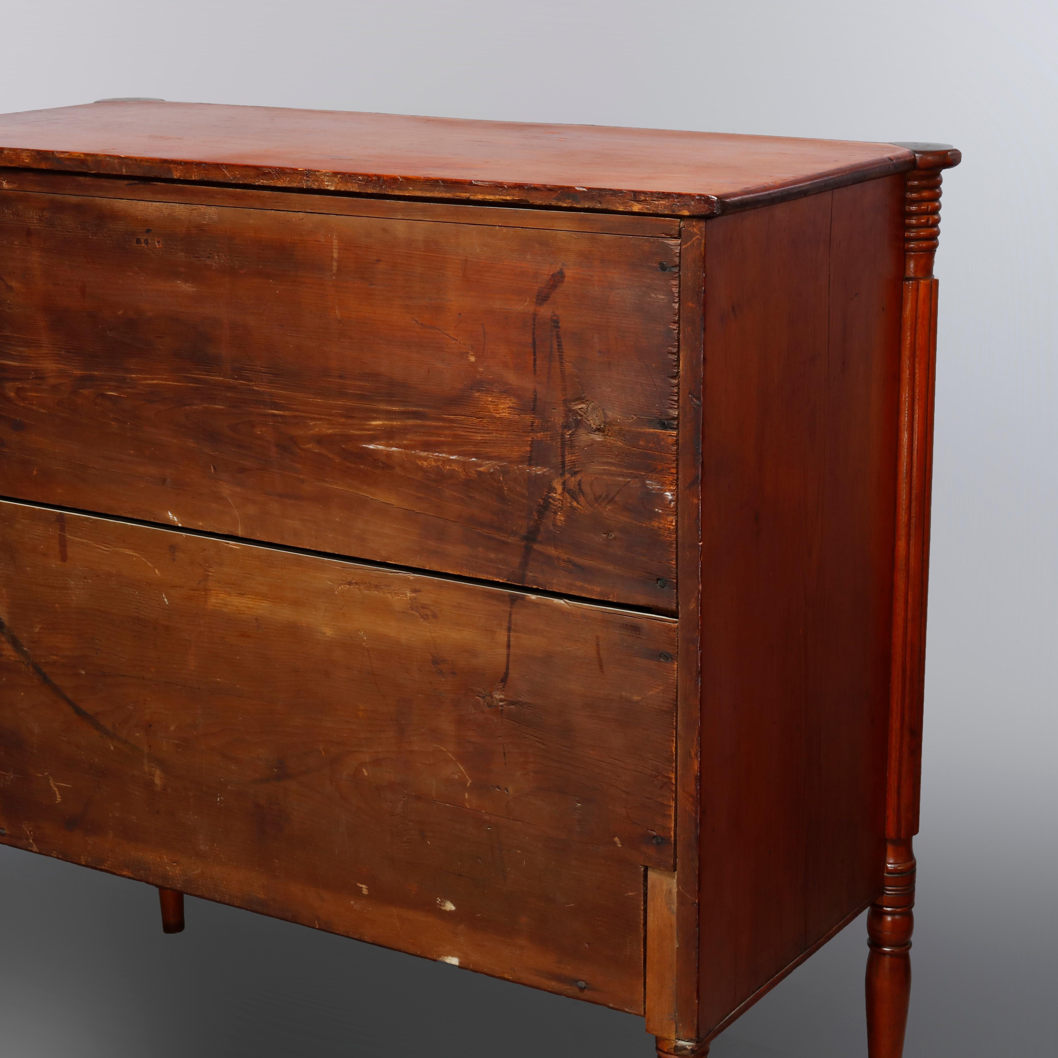 Antique Sheraton Mahogany & Cherry Chest of Drawers, Circa 1830 12