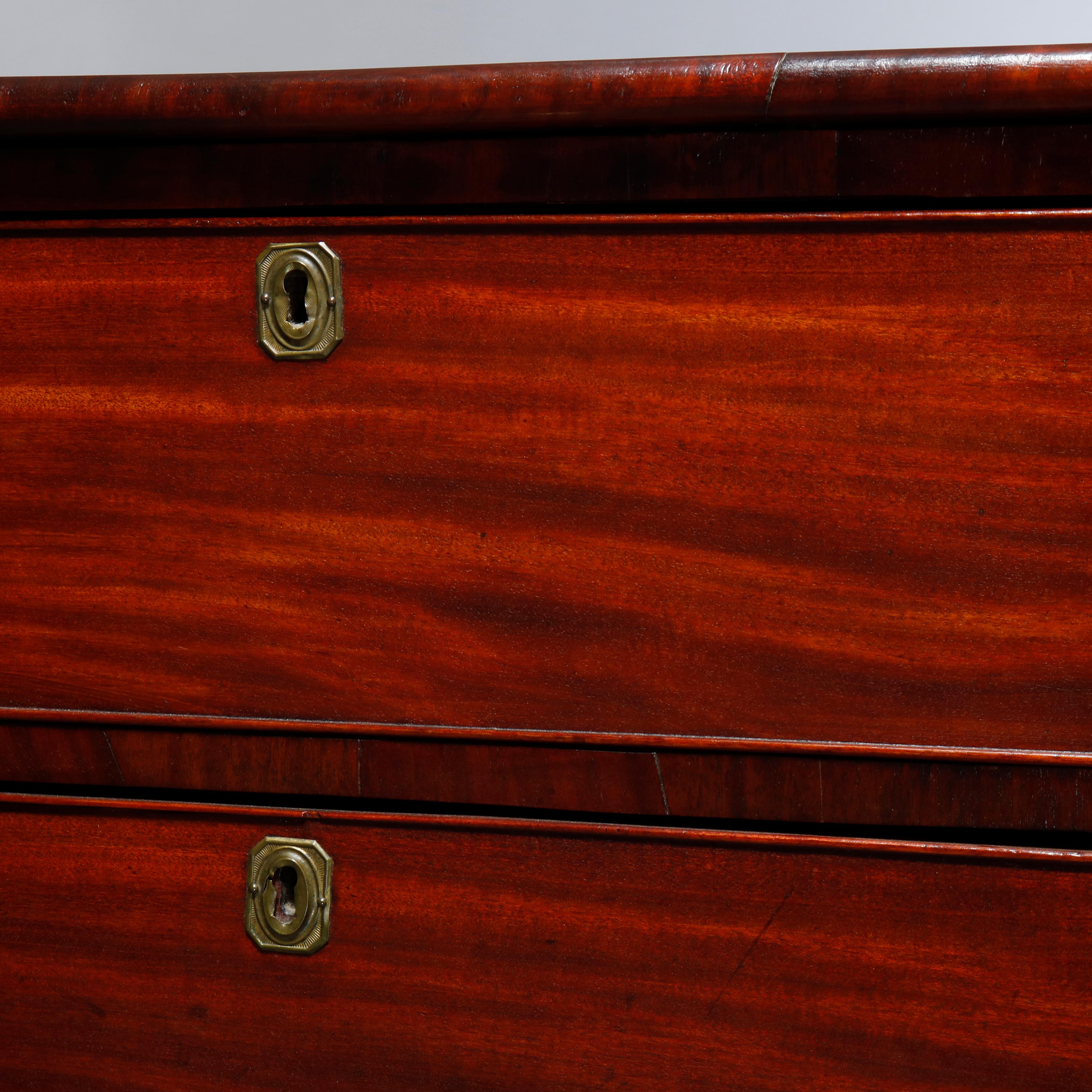 Carved Antique Sheraton Mahogany & Cherry Chest of Drawers, Circa 1830