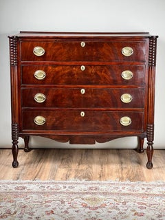 Antique Sheraton Mahogany Cookie Corner Four Drawer Chest c. Mid 19th Century