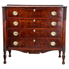Antique Sheraton Mahogany Cookie Corner Four Drawer Chest c. Mid 19th Century