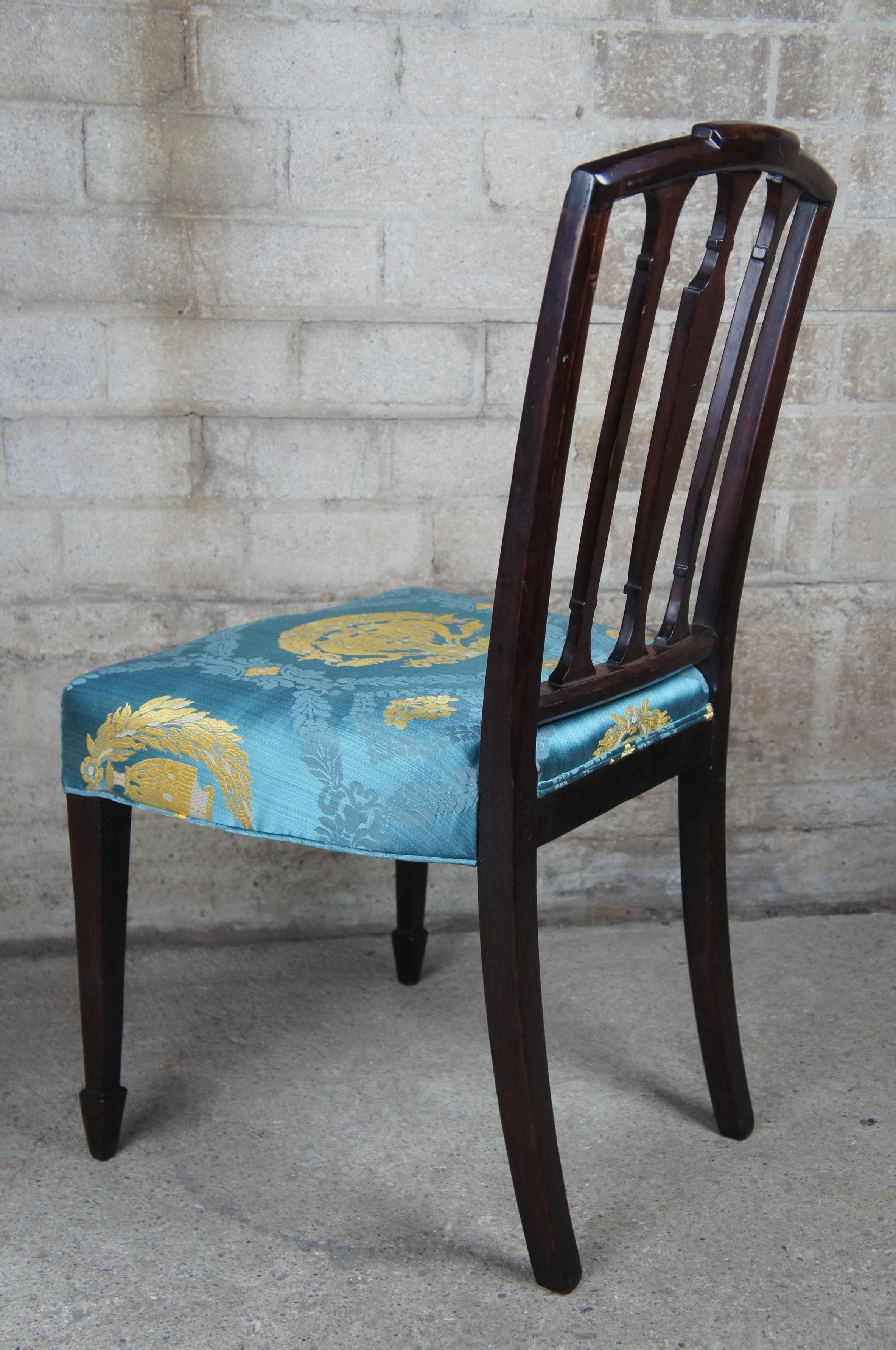20th Century Sheraton Mahogany Dining Side Chair with Scalamandre Fabric Hepplewhite