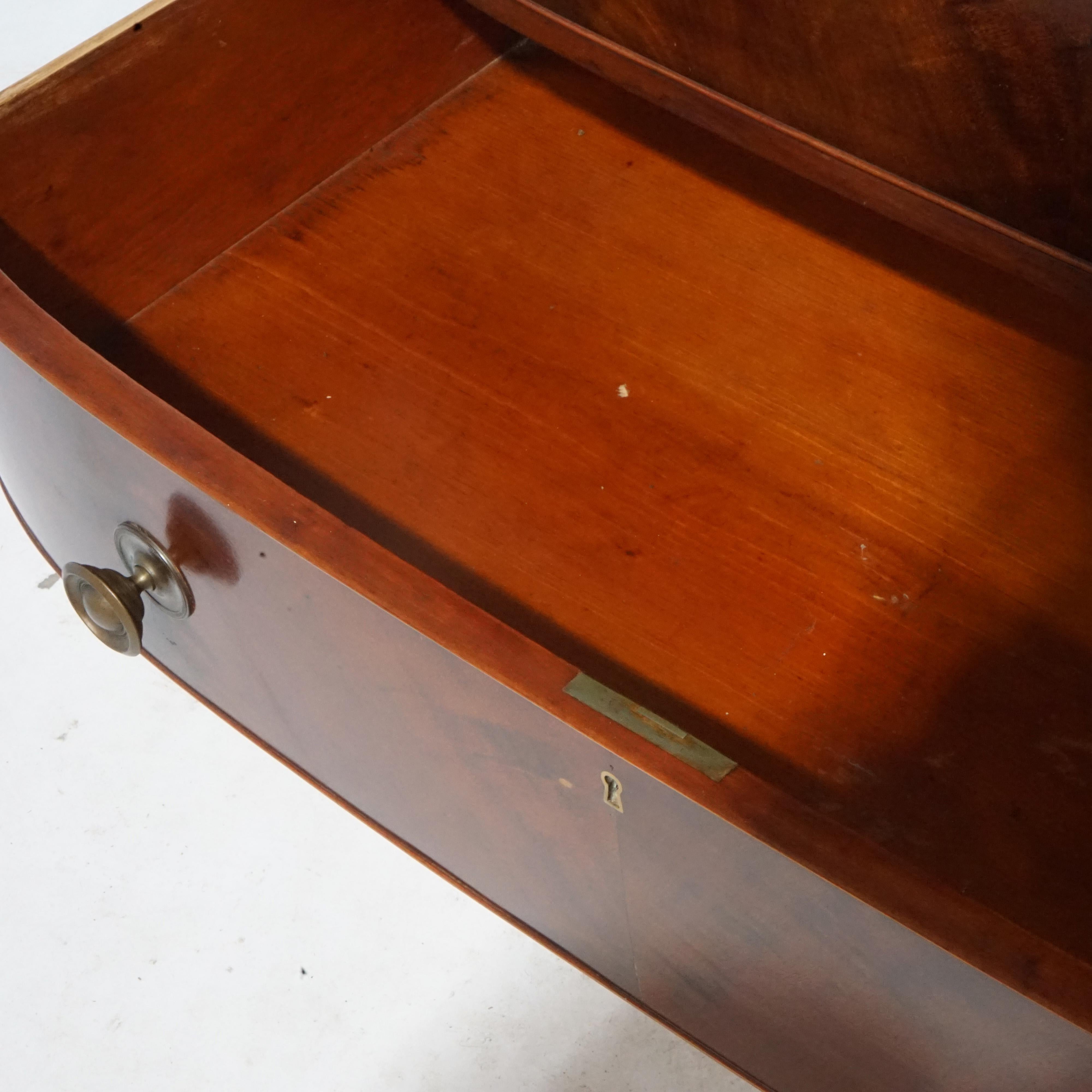 Antique Sheraton Mahogany & Flame Mahogany Swell Front & Reeded Leg Chest, c1820 10