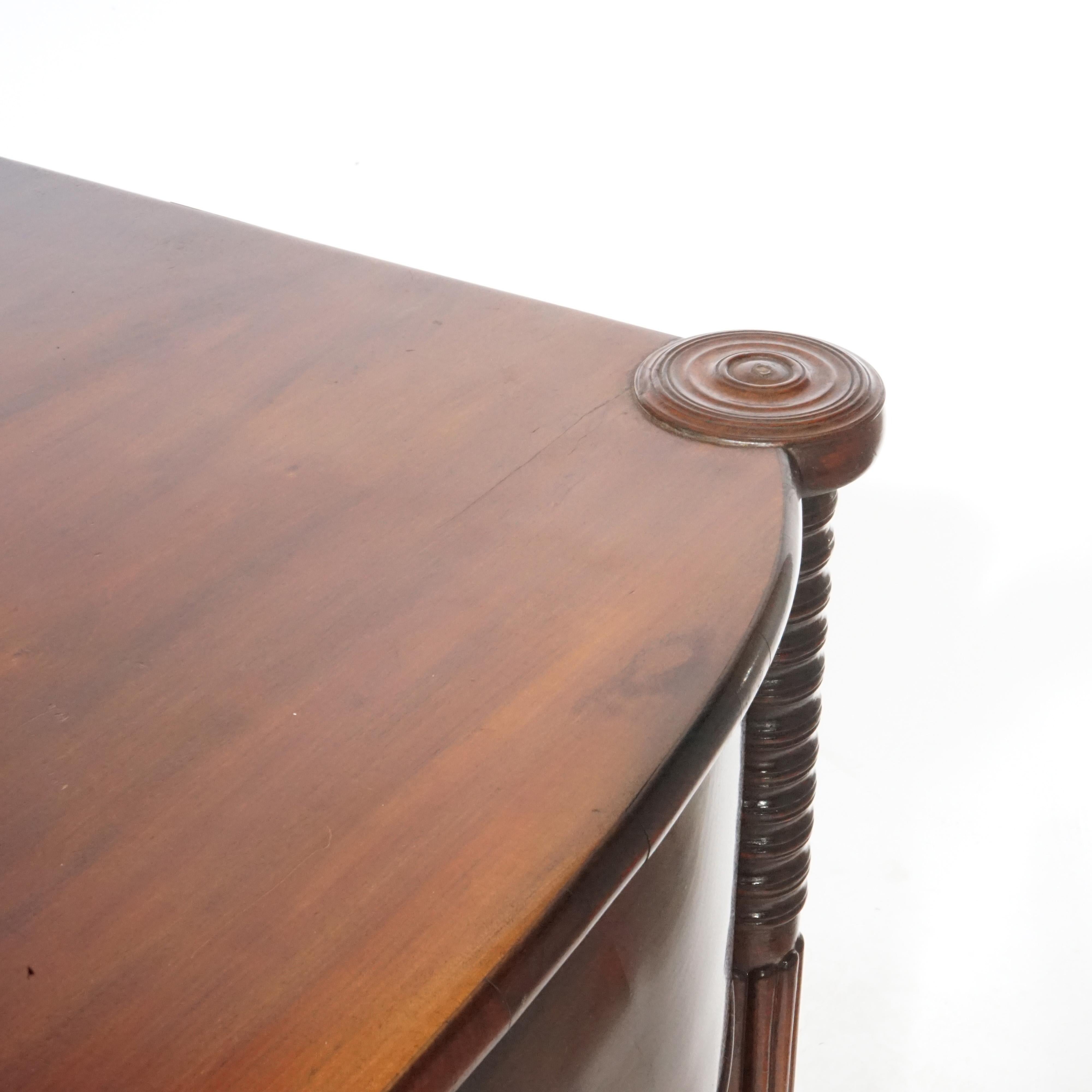 Antique Sheraton Mahogany & Flame Mahogany Swell Front & Reeded Leg Chest, c1820 4