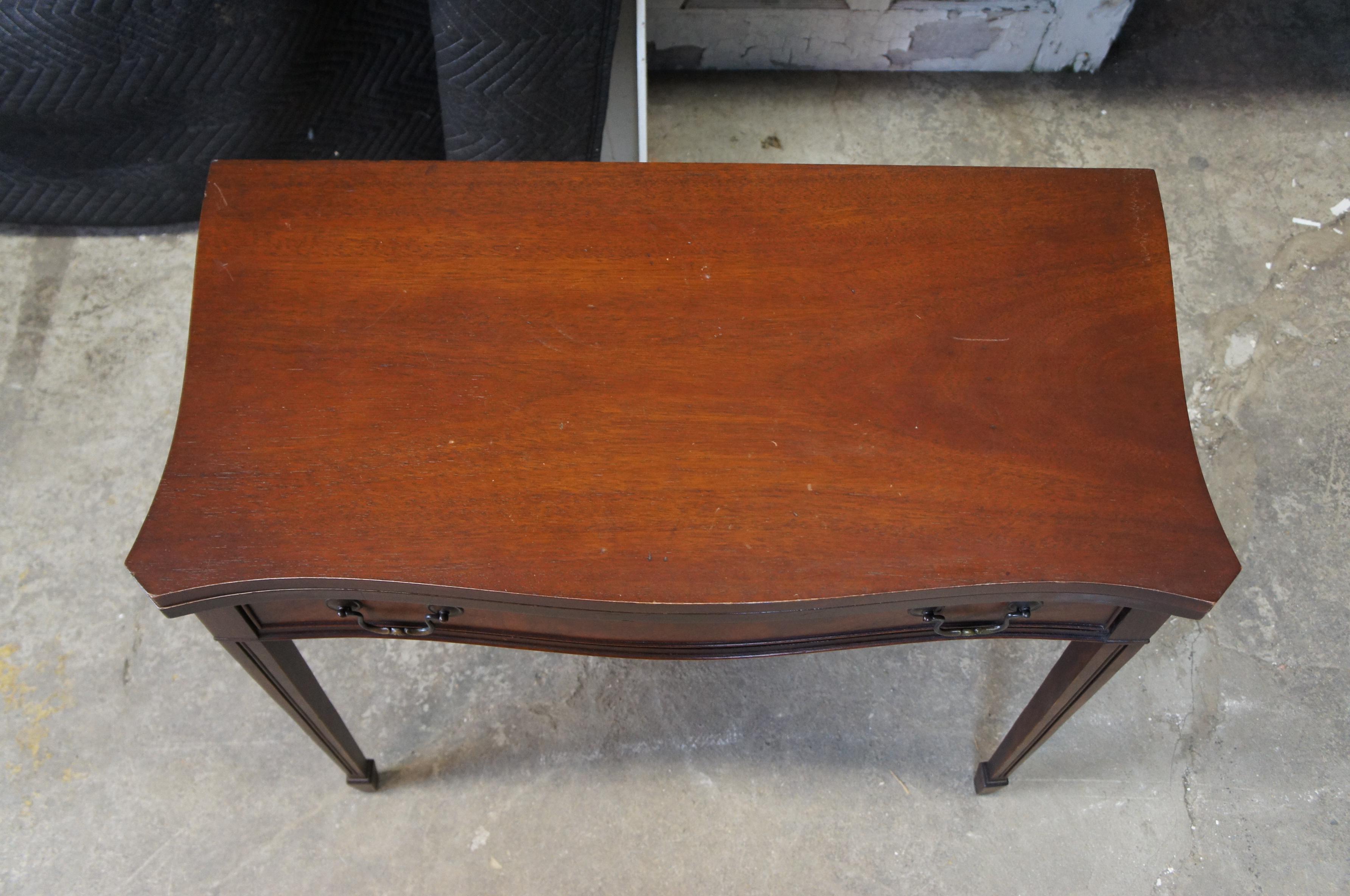 Antique Sheraton Mahogany Flip Top Gateleg Card Game Entry Console Hall Table 6