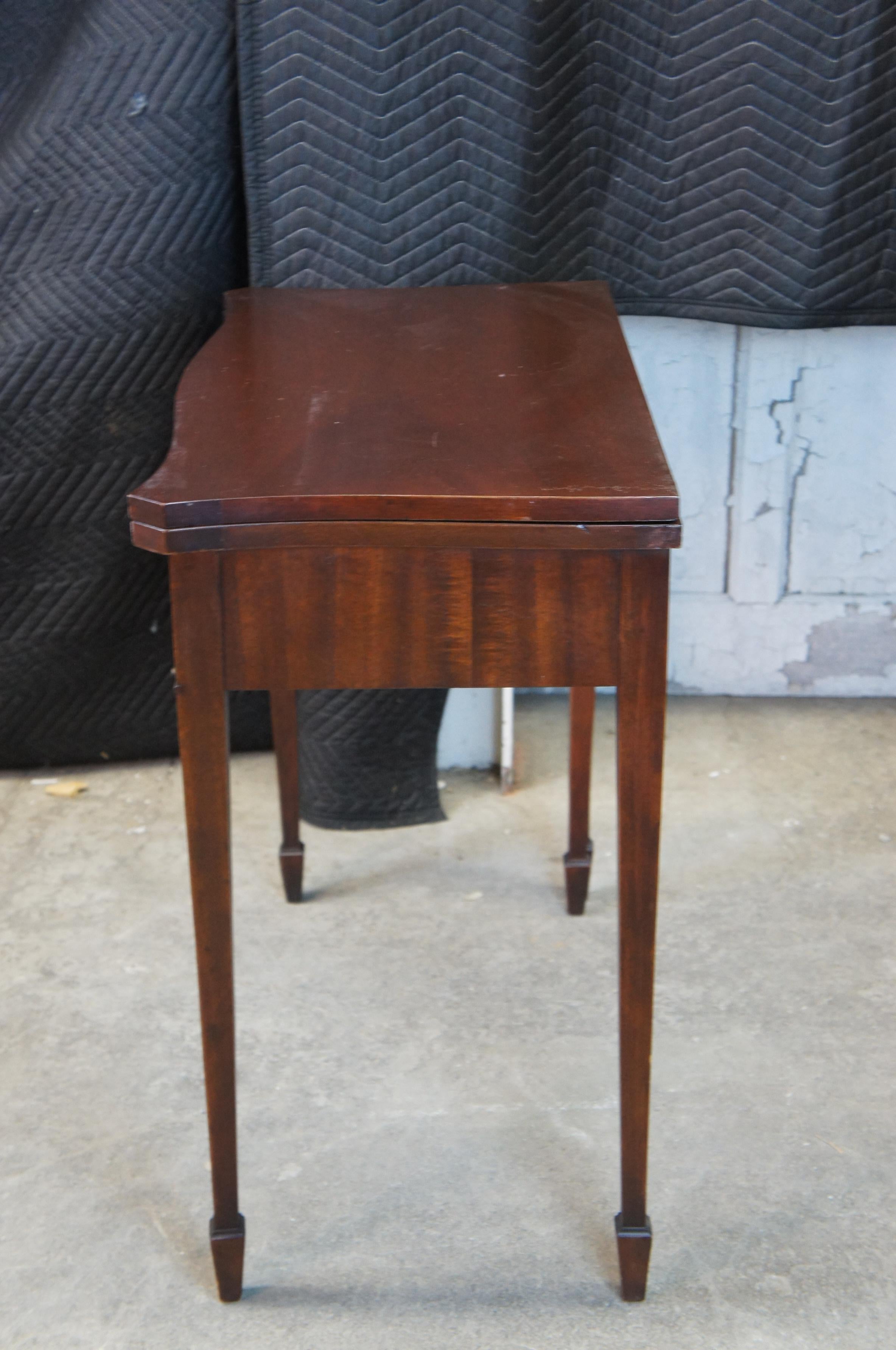 Antique Sheraton Mahogany Flip Top Gateleg Card Game Entry Console Hall Table 7