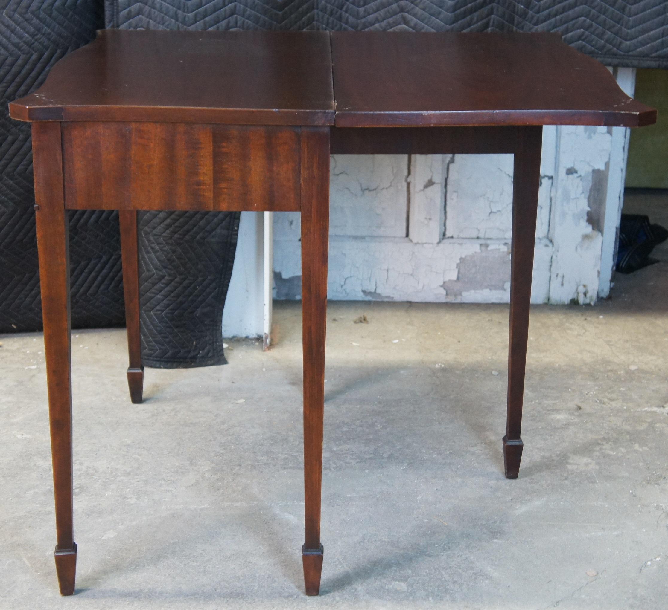 Antique Sheraton Mahogany Flip Top Gateleg Card Game Entry Console Hall Table 8