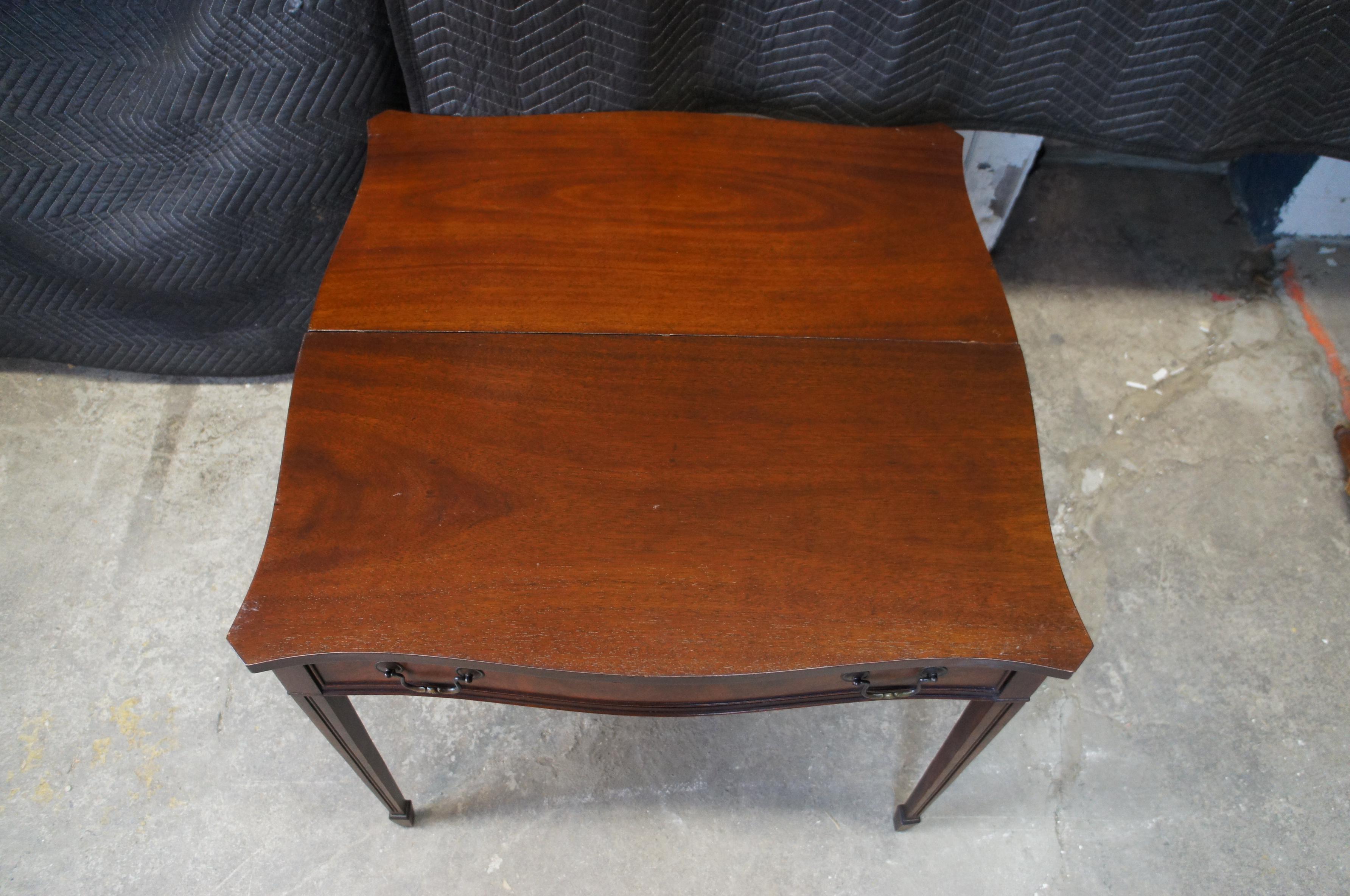 20th Century Antique Sheraton Mahogany Flip Top Gateleg Card Game Entry Console Hall Table