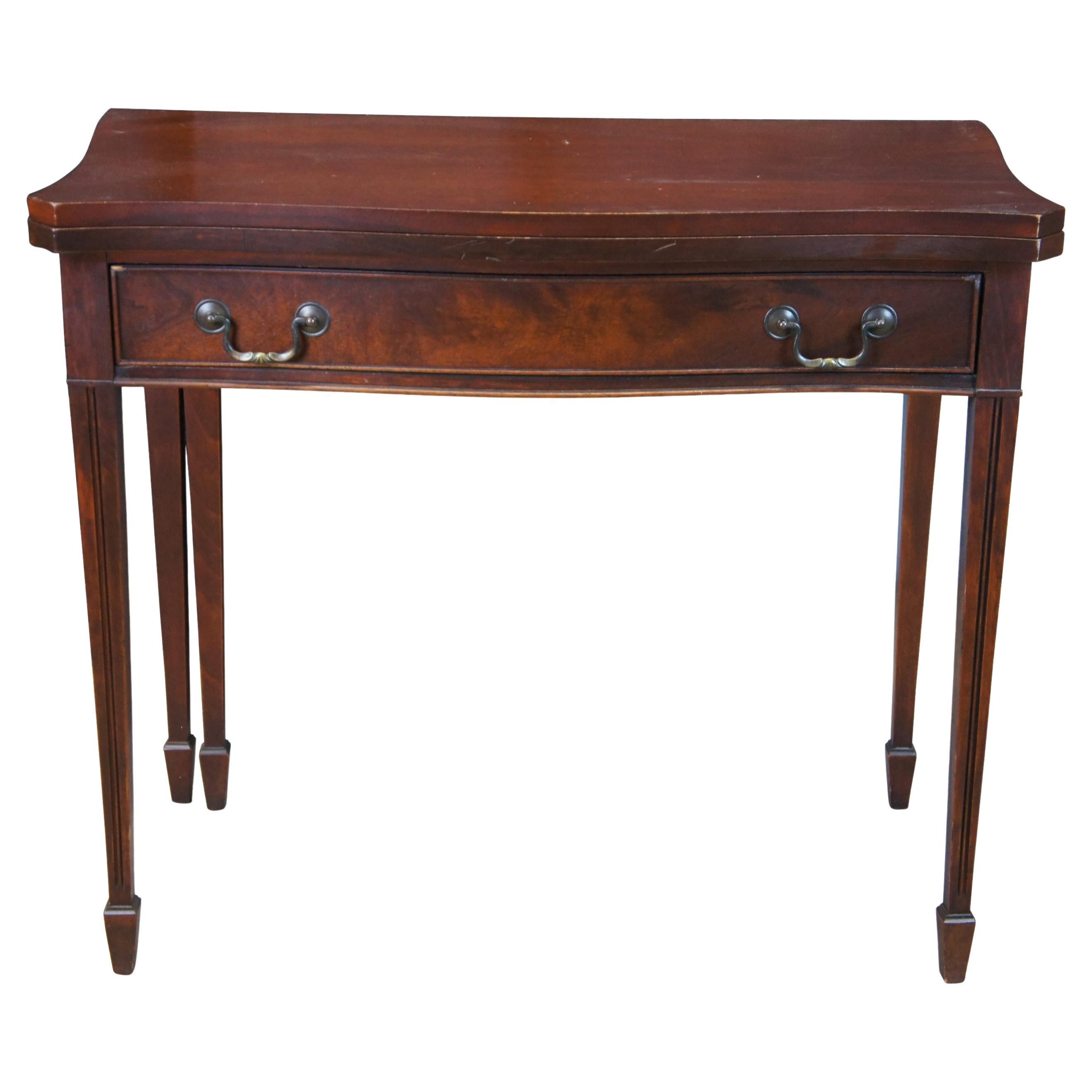 Antique Sheraton Mahogany Flip Top Gateleg Card Game Entry Console Hall Table