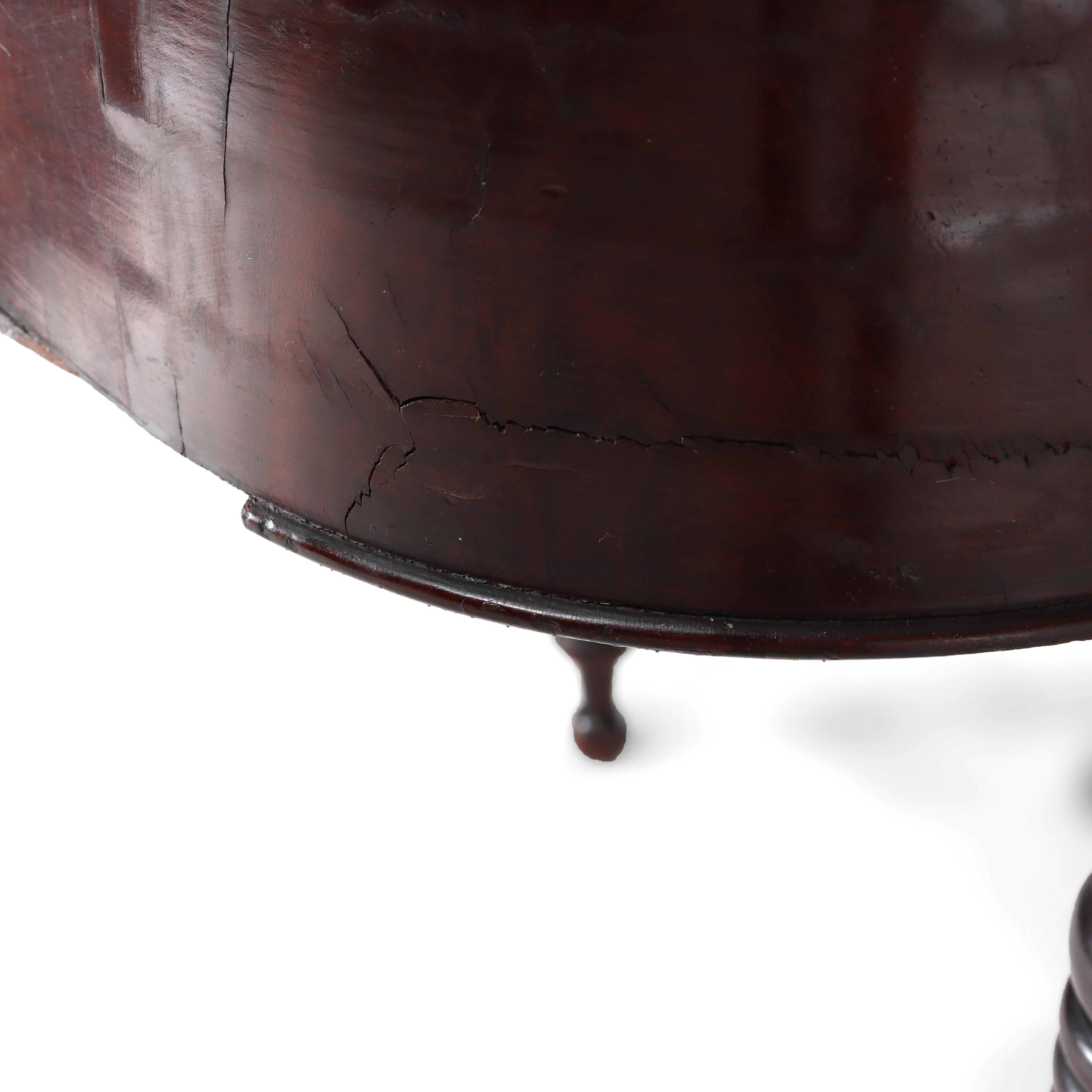 Antique Sheraton Mahogany Game Table With Rope Carved Legs Unsigned For Sale 6