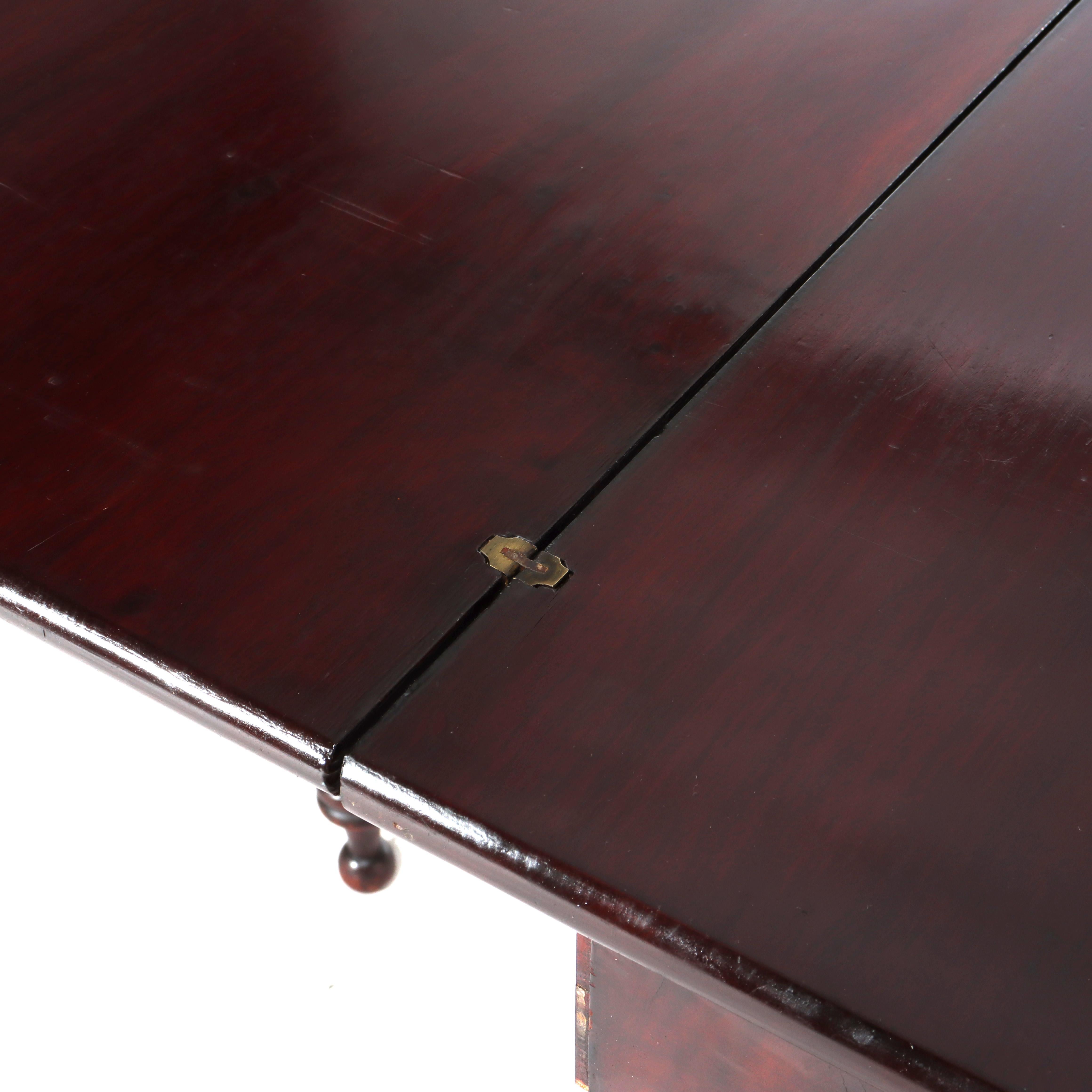 Antique Sheraton Mahogany Game Table With Rope Carved Legs Unsigned For Sale 4