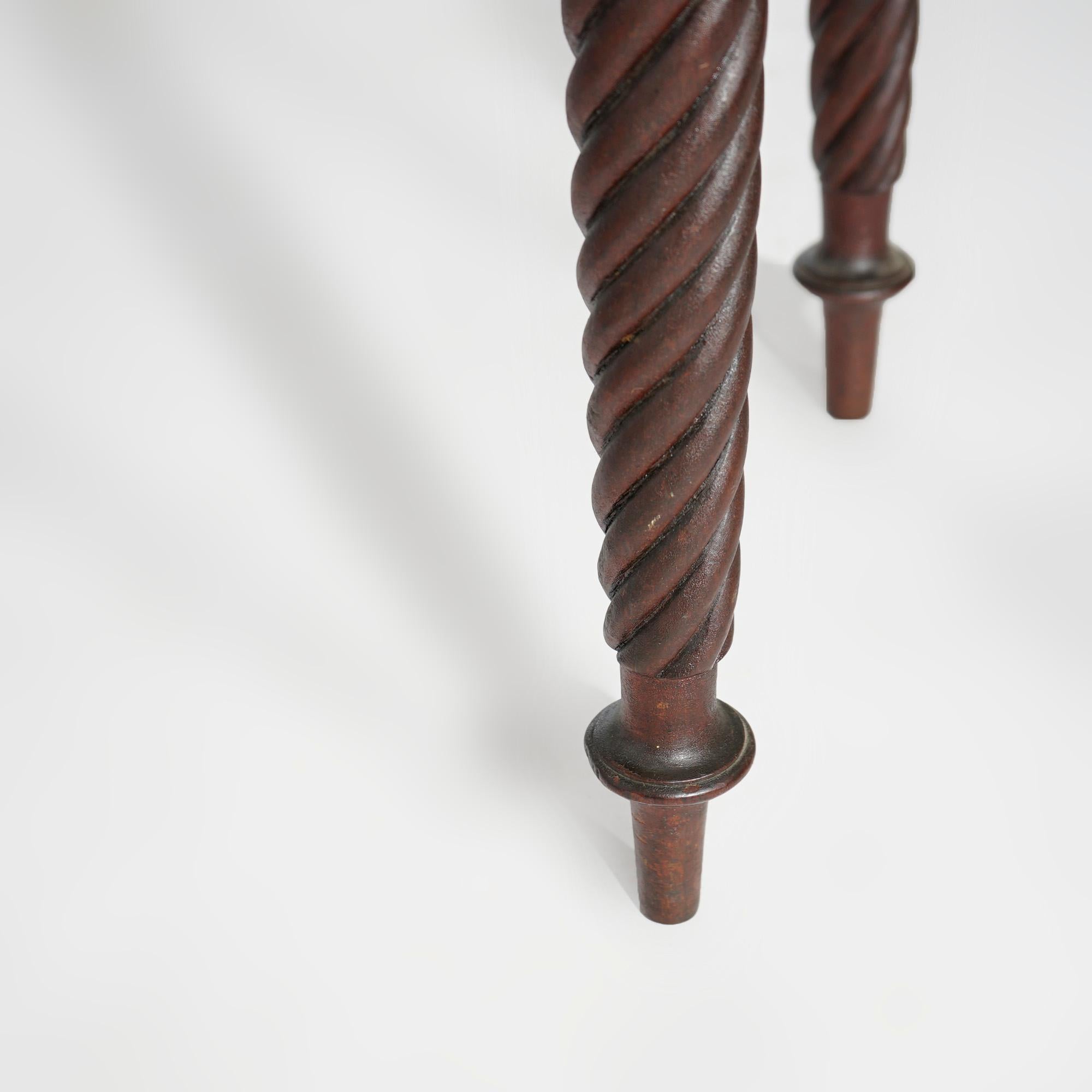 Antique Sheraton Mahogany Game Table with Rope Twist Legs, Circa 1830 4