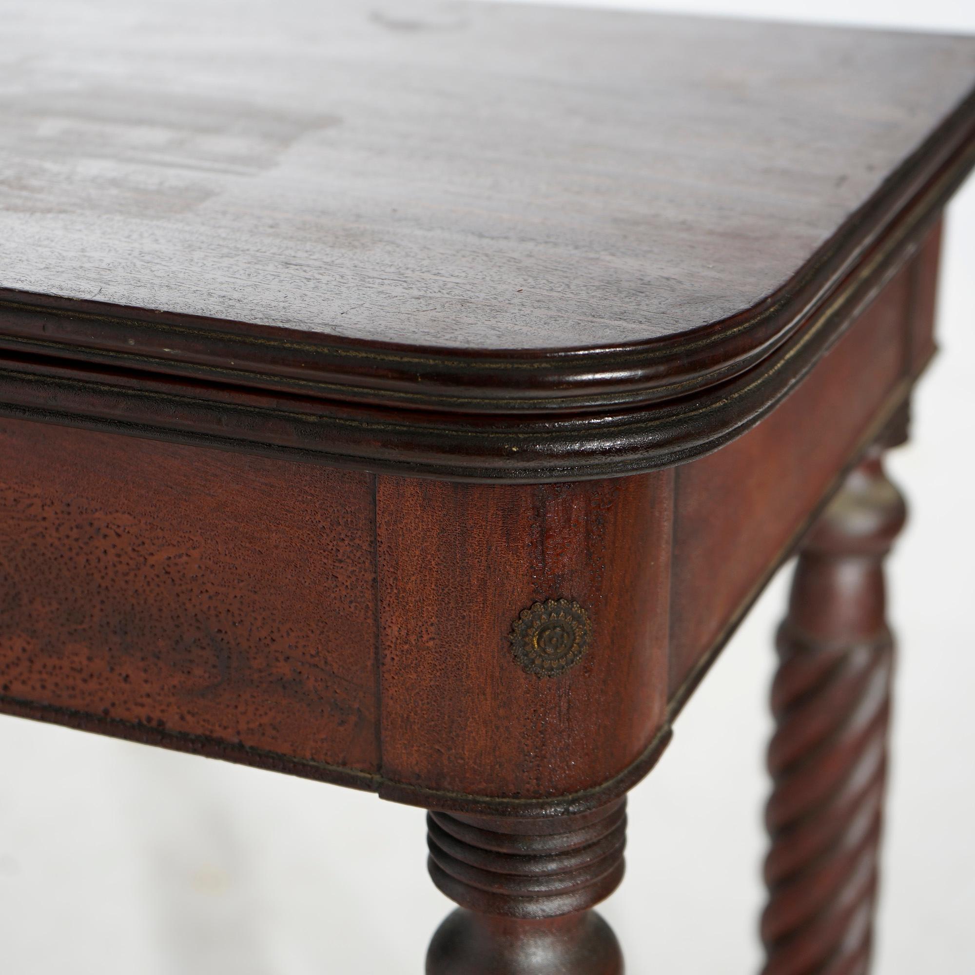Antique Sheraton Mahogany Game Table with Rope Twist Legs, Circa 1830 2