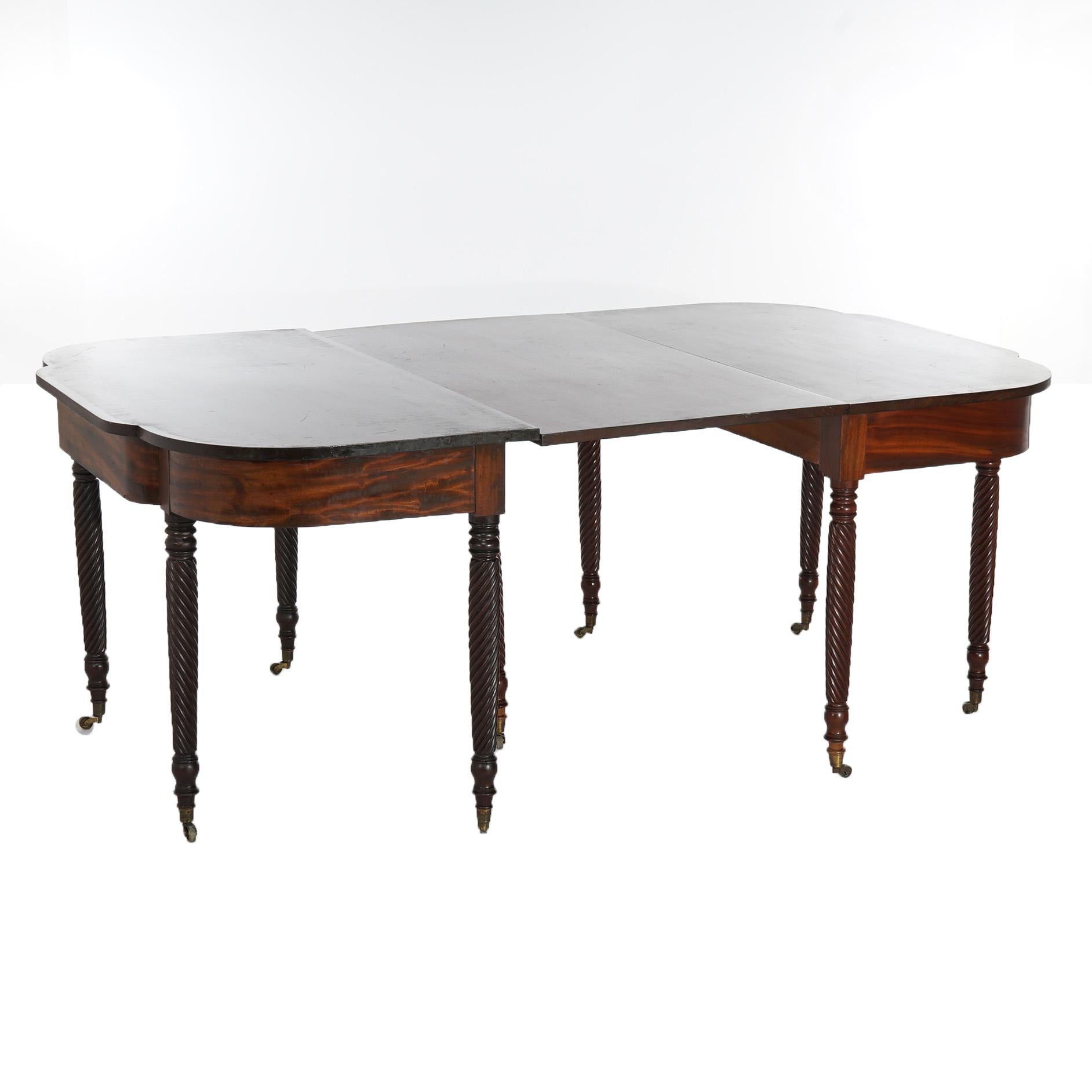 ***Ask About Reduced In-House Shipping Rates - Reliable Service & Fully Insured***

Antique Sheraton Mahogany Two-Piece Drop-Leaf Dining Table on Rope Twist Legs, Circa 1840

Measures- 29.75''H x 48