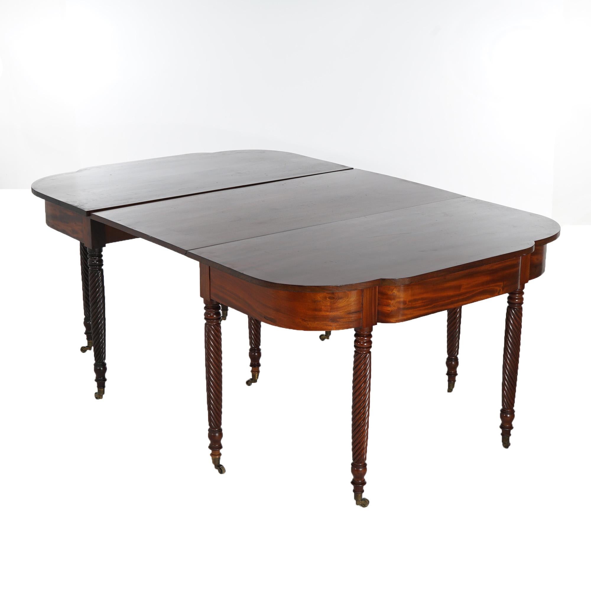 Antique Sheraton Mahogany Two-Piece Dining Table Circa 1840 In Good Condition In Big Flats, NY