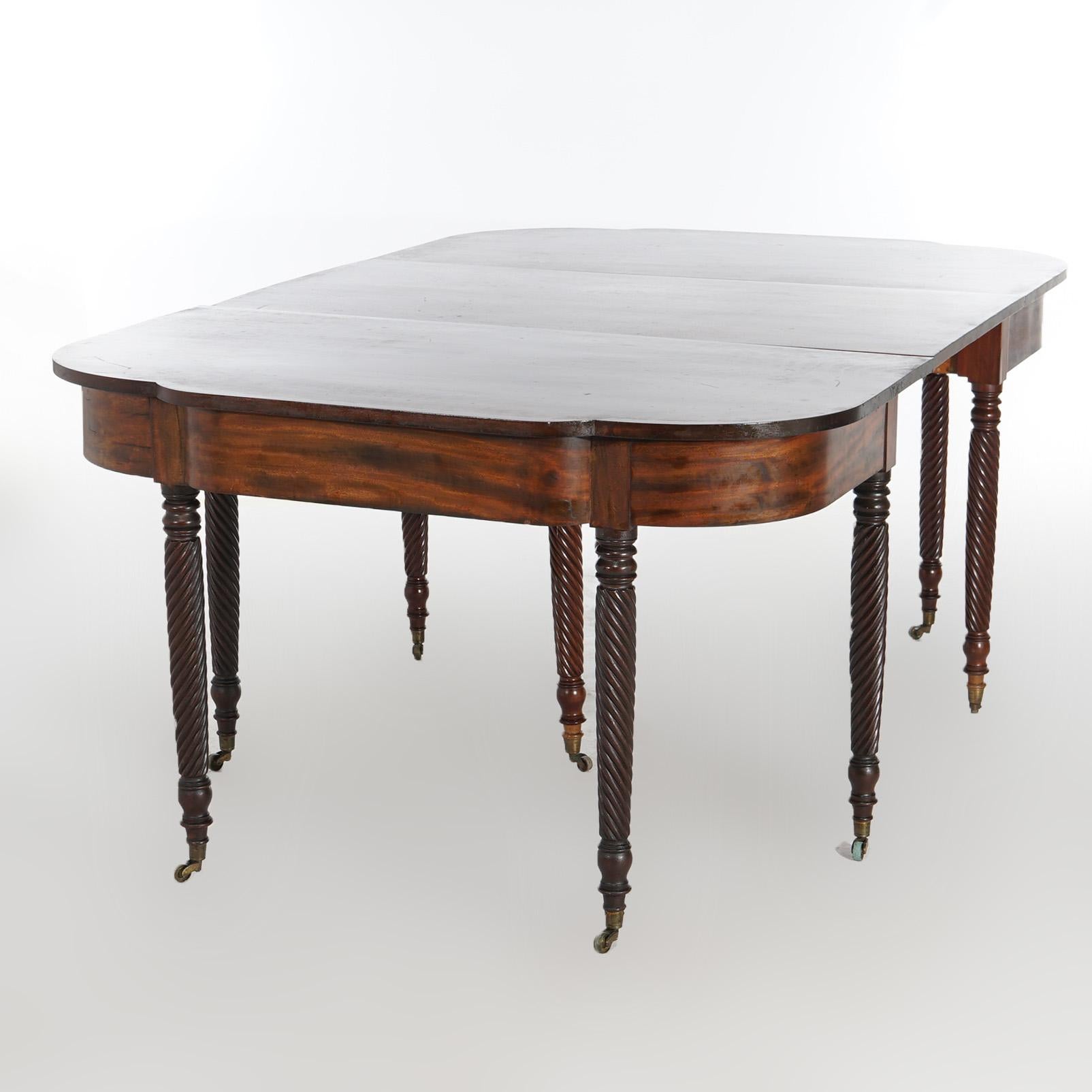 19th Century Antique Sheraton Mahogany Two-Piece Dining Table Circa 1840